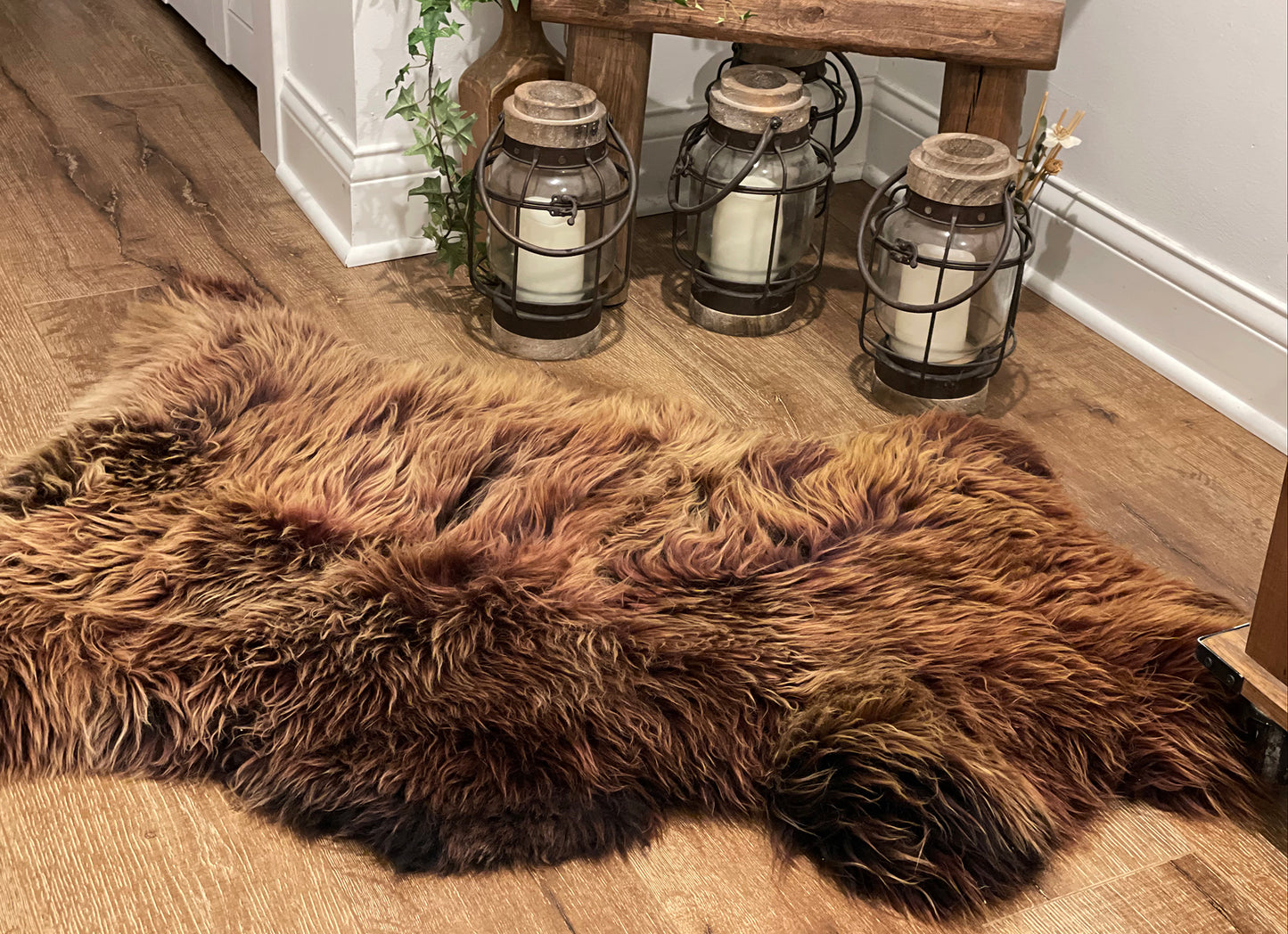 Follkee SHEEPSKIN rug, Chestnut brown Icelandic Australian Sheepskin, sheepskin rug throw, natural sheepskin, Ginger Brown, Sheepskin Throw