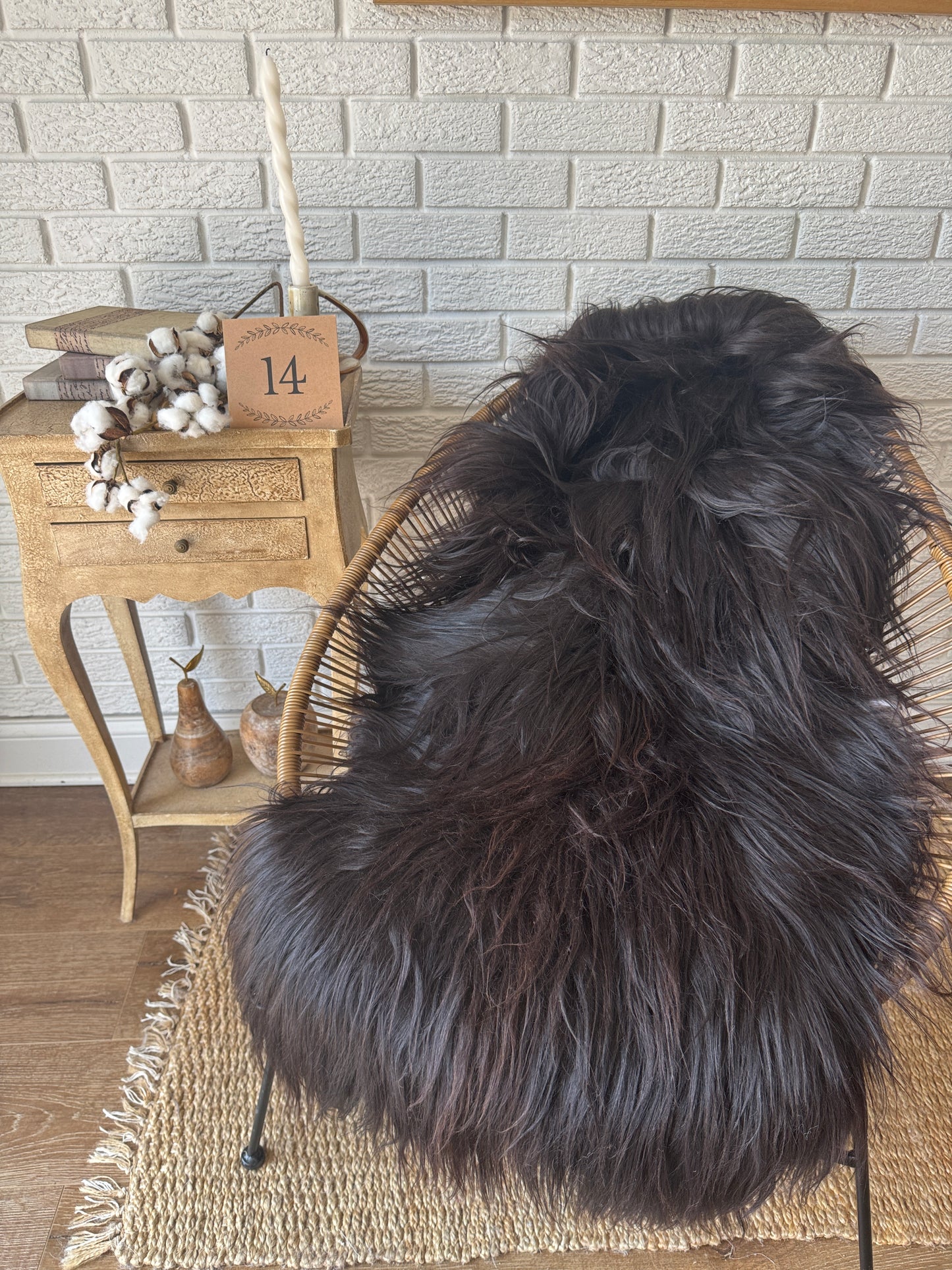 Follkee Rustic Icelandic Sheepskin Rug Throw Fur Rug Sheepskin Rug throw, natural sheepskin, real sheepskin rug, chair throw, all natural MEL41