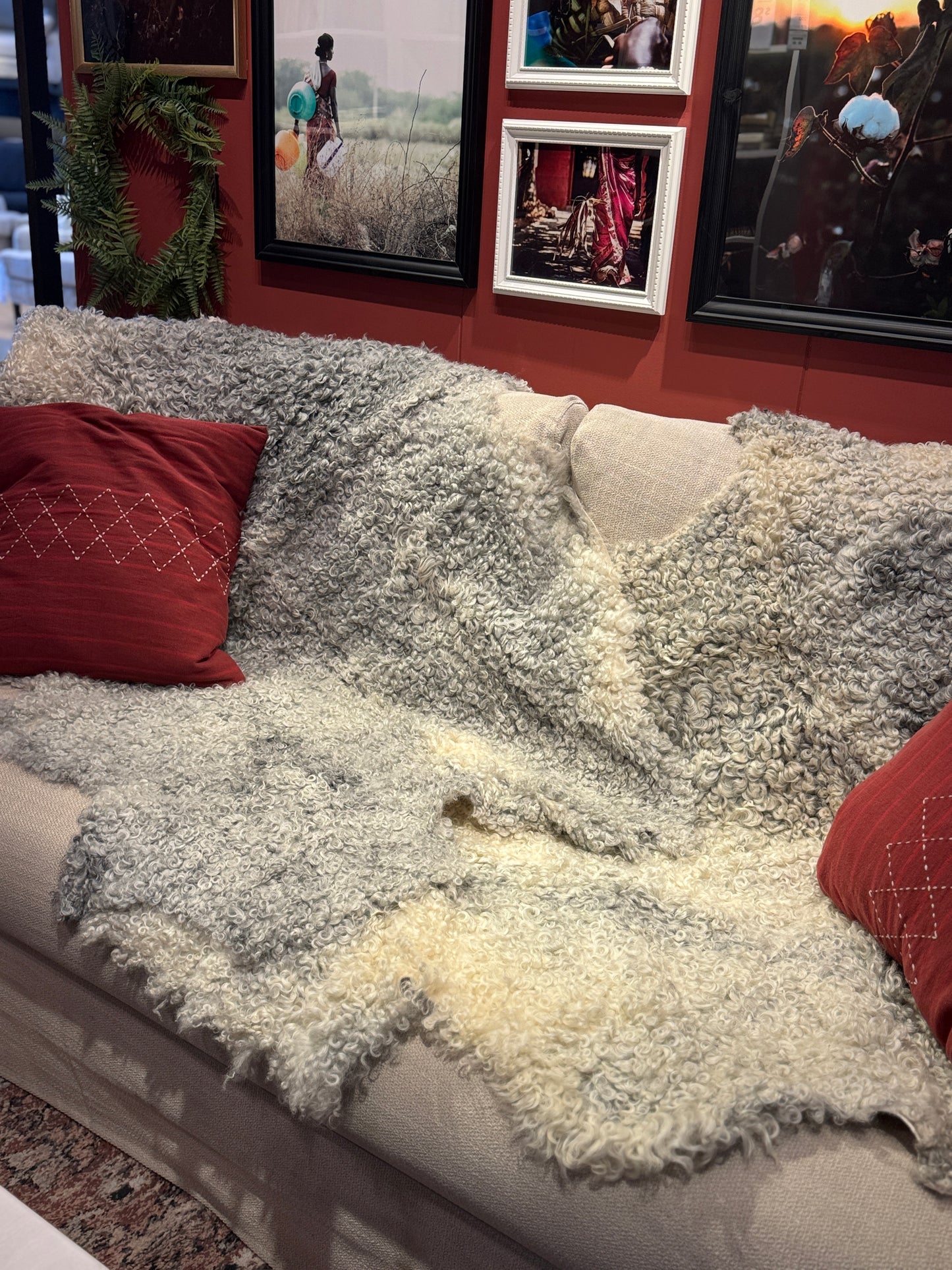 Follkee Gotland Sheepskin Rug & Coach Throw: Luxurious, Natural & Grey – Custom Made