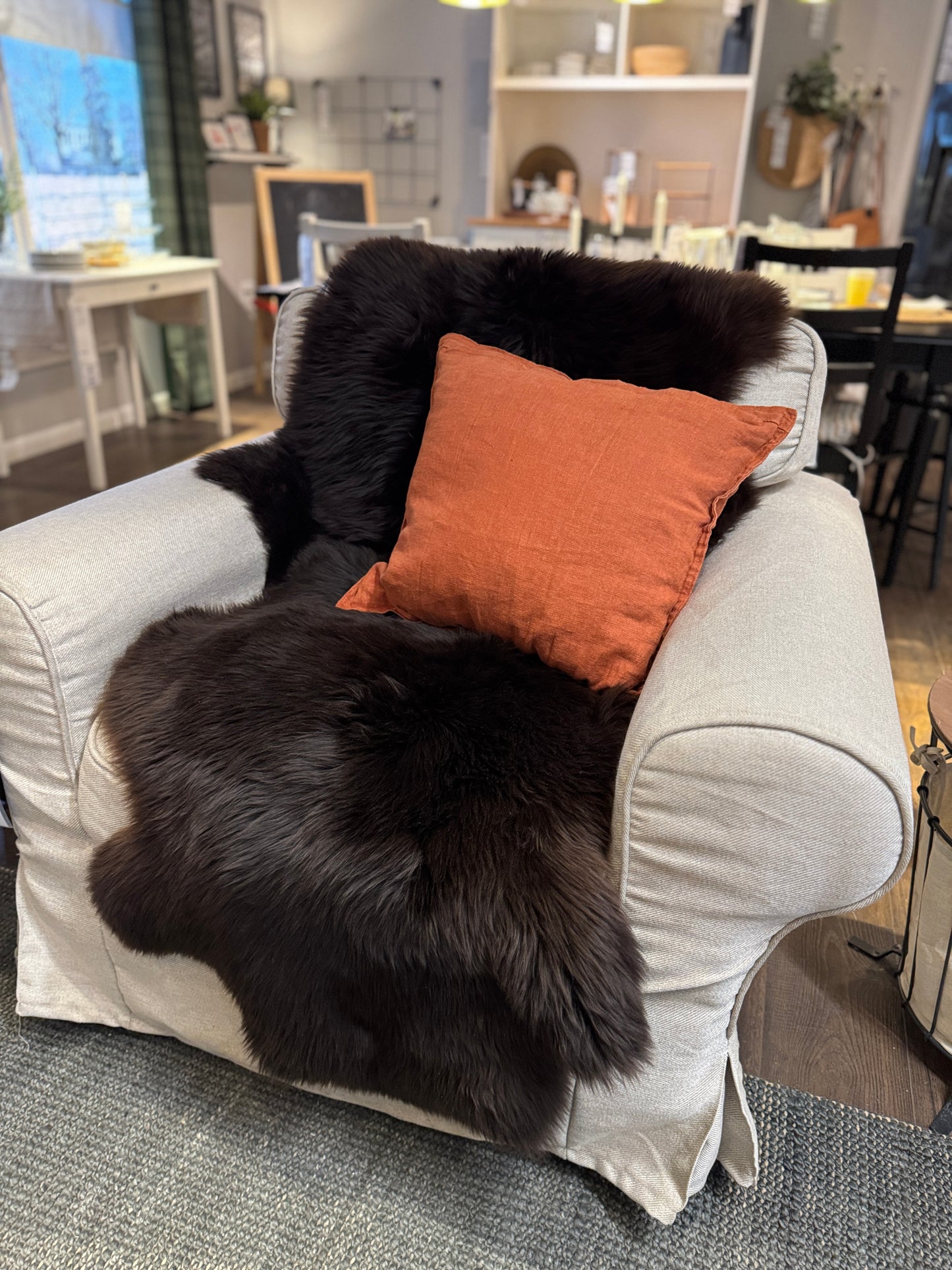 Follkee Genuine Natural Double Sheepskin Rug  | Humanely Sourced | Natural Brown, 100% ORGANIC lambskin carpet, bedspread, pelt, chair cover