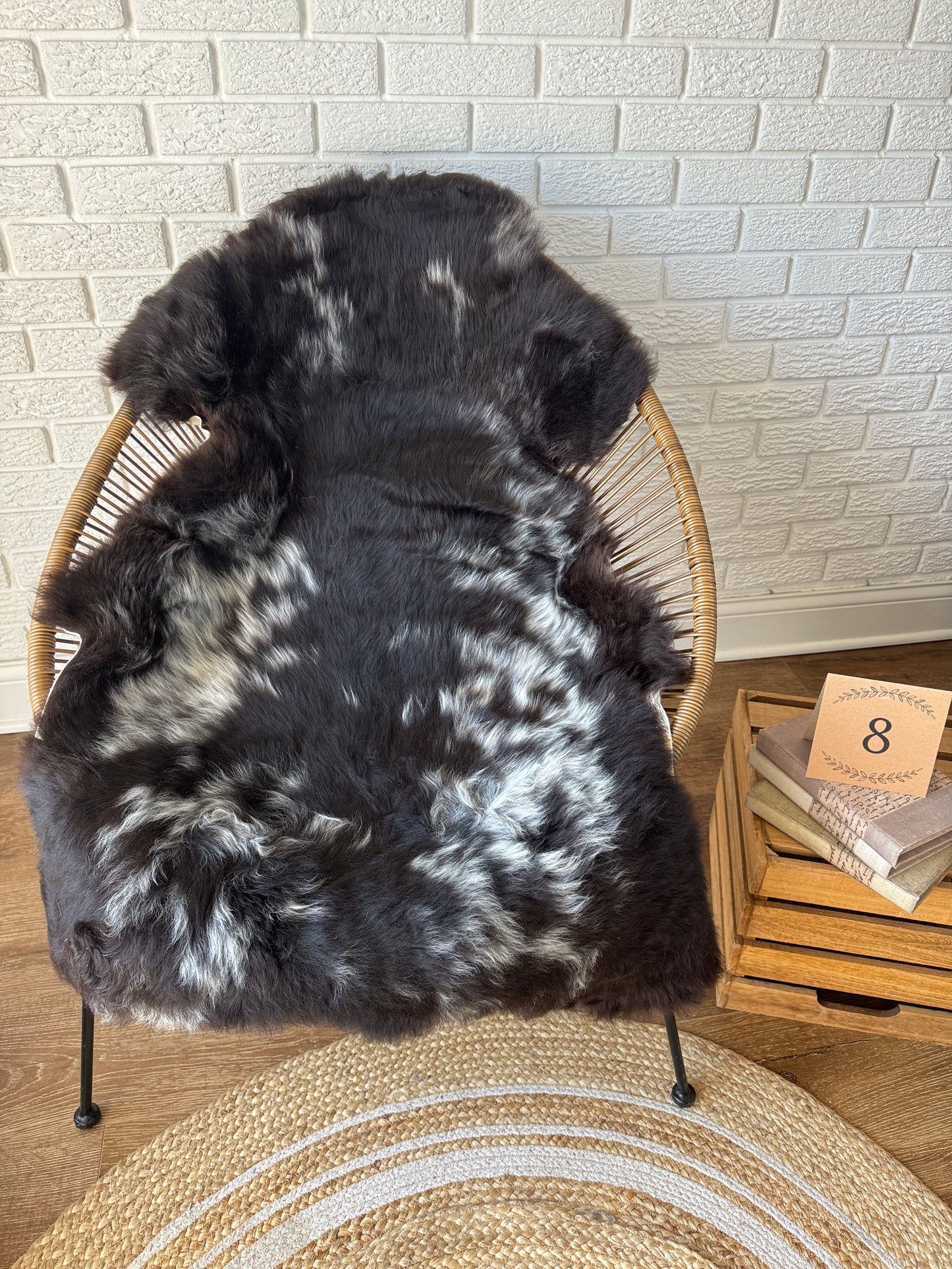 Follkee SheepSkin Rug American Jacob, Premium Quality Sheepskin Blanket, Australian SheepSkin, Soft Sheepskin JKB7