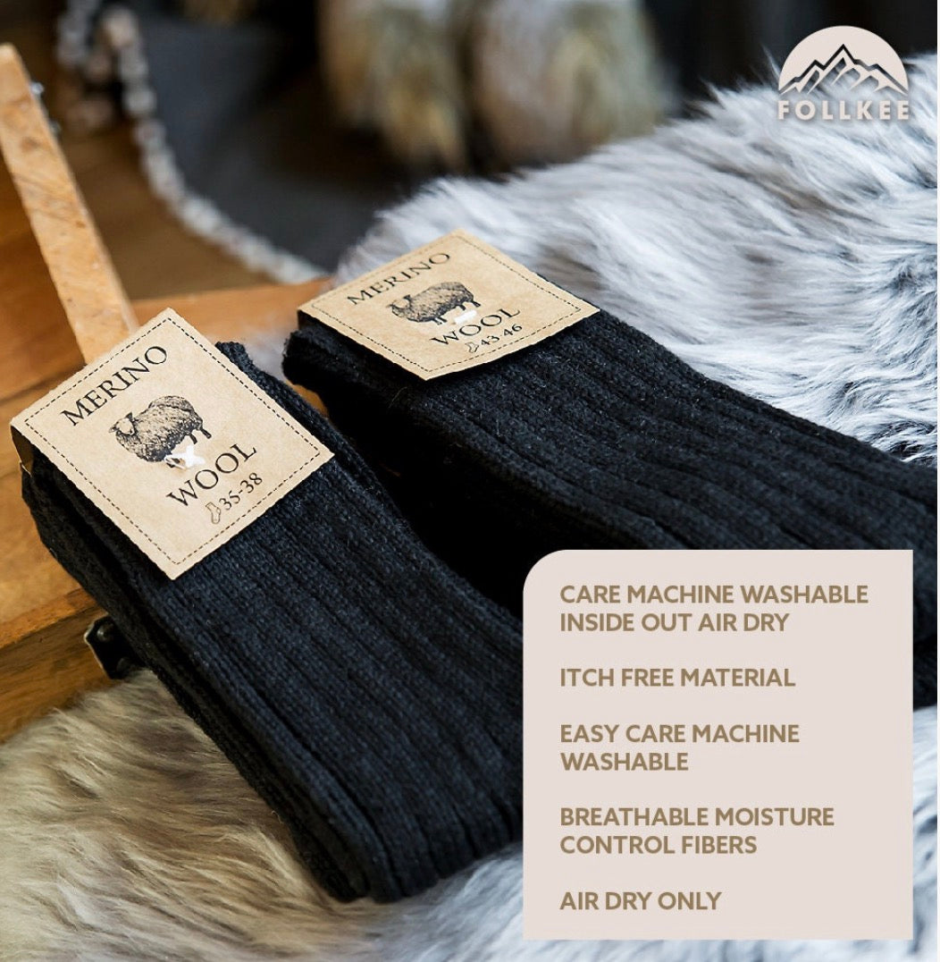 Follkee Merino Wool Socks for Women's and Men's, Perfect for Spring Hiking, Trekking, Great Gift Idea