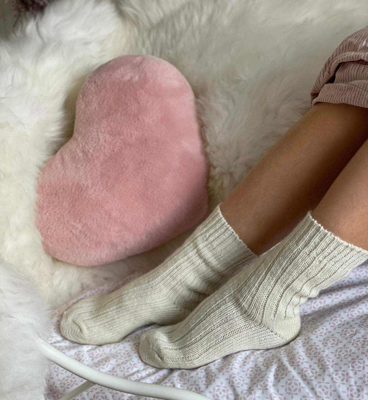 Follkee Ivory Merino Organic Wool Socks Fall Winter Hiking, Trekking Great Gift Idea, Cozy Socks, Fuzzy Socks, Natural Organic Socks, Earthing