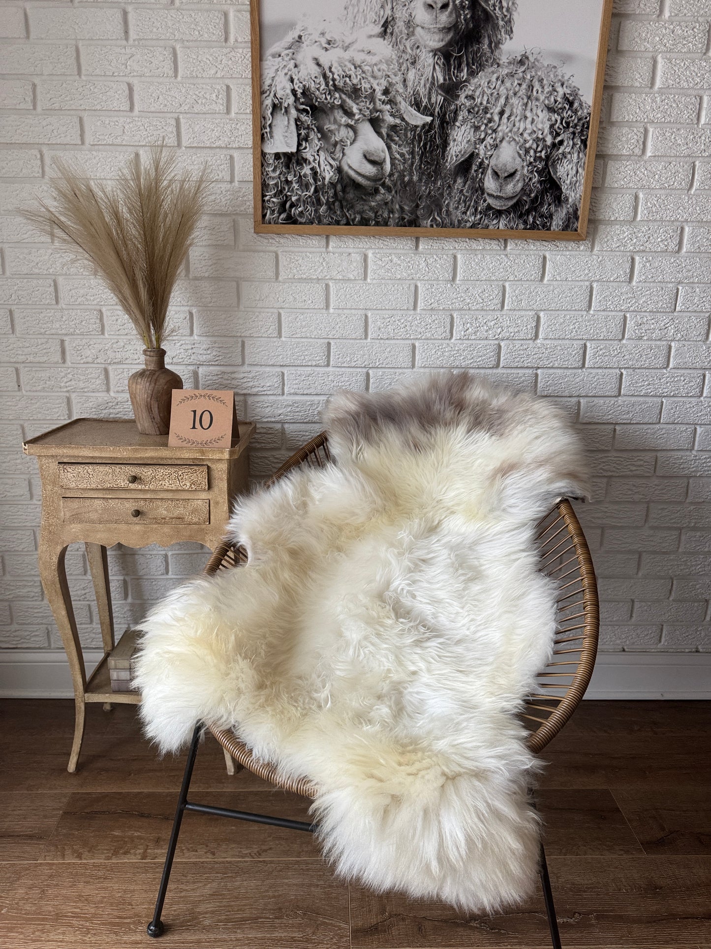 Follkee SheepSkin Rug American Jacob, Premium Quality Sheepskin Blanket, Australian SheepSkin, Soft Sheepskin, Sheepskin throw JKB9