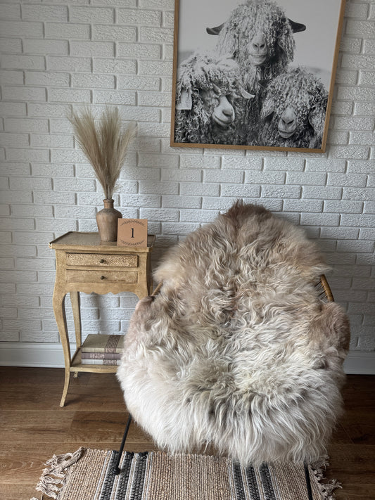 Follkee SheepSkin Rug American Jacob, Premium Quality Sheepskin Blanket, Australian SheepSkin, Soft Sheepskin, Sheepskin throw