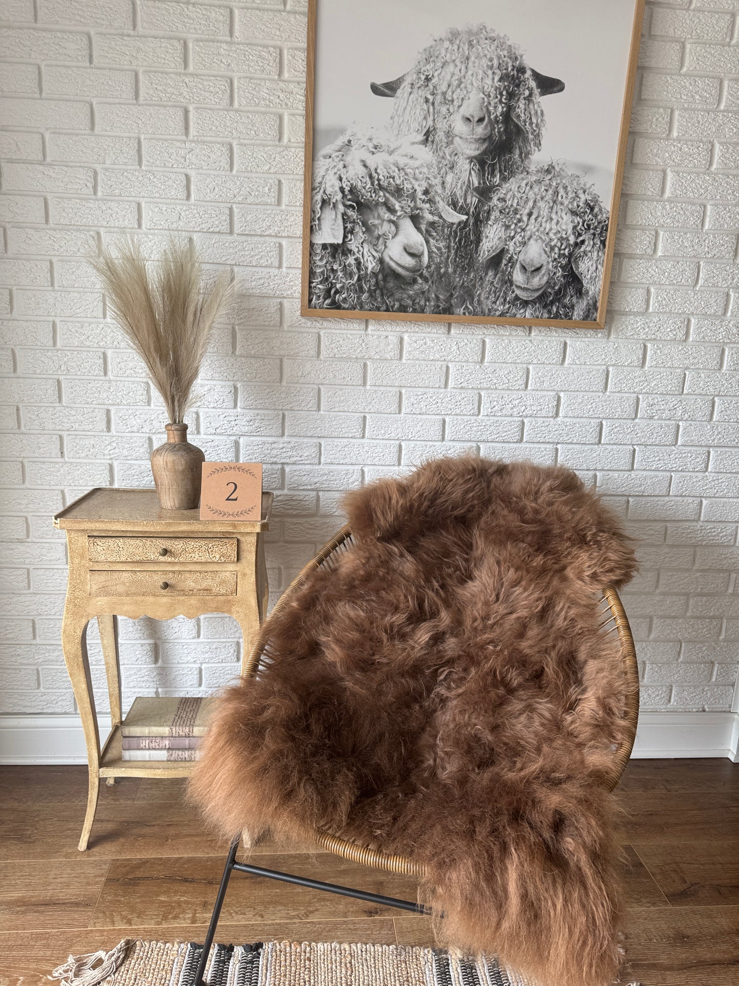 Follkee SheepSkin Rug American Jacob, Premium Quality Sheepskin Blanket, Australian SheepSkin, Soft Sheepskin, Sheepskin throw