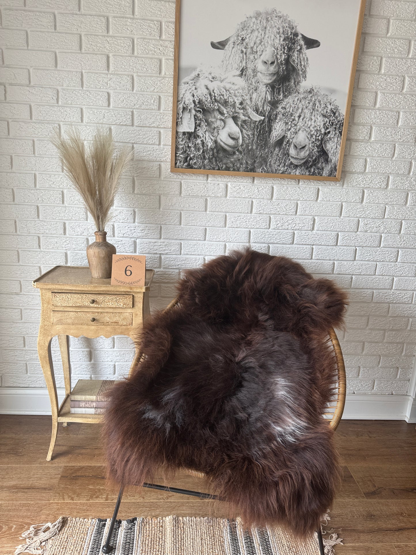 Follkee SheepSkin Rug American Jacob, Premium Quality Sheepskin Blanket, Australian SheepSkin, Soft Sheepskin, Sheepskin throw