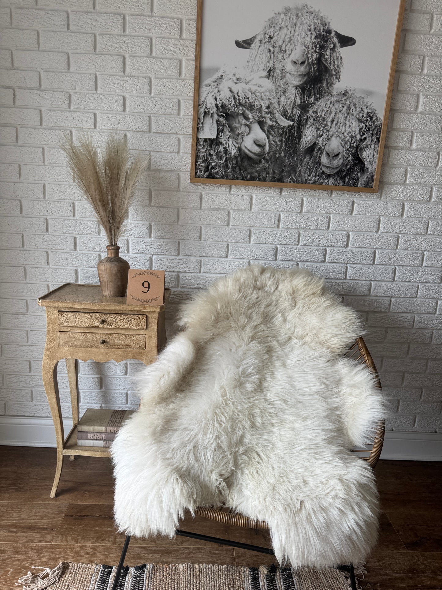 Follkee SheepSkin Rug American Jacob, Premium Quality Sheepskin Blanket, Australian SheepSkin, Soft Sheepskin, Sheepskin throw