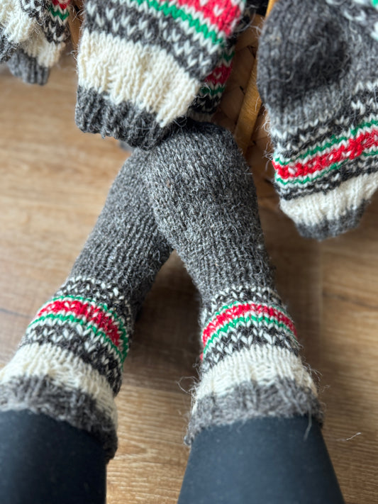 Follkee Hand Knitted 100% Organic Sheep Wool Socks Extra Thick Pure Wool