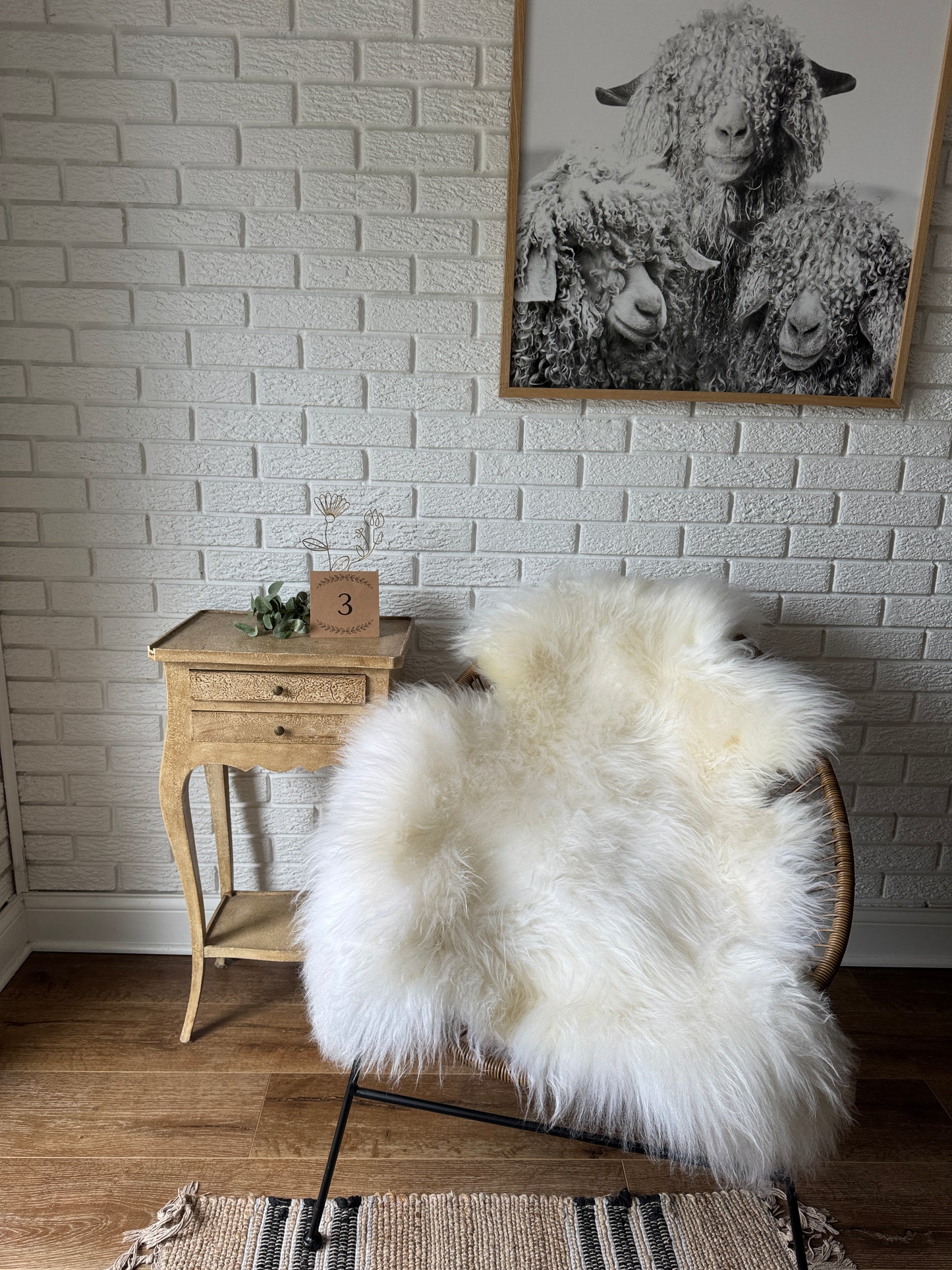Follkee Icelandic Sheepskin Rug Throw Fur Rug Sheepskin Rug throw, natural sheepskin, real sheepskin rug, chair throw, genuine leather rug, MEL27
