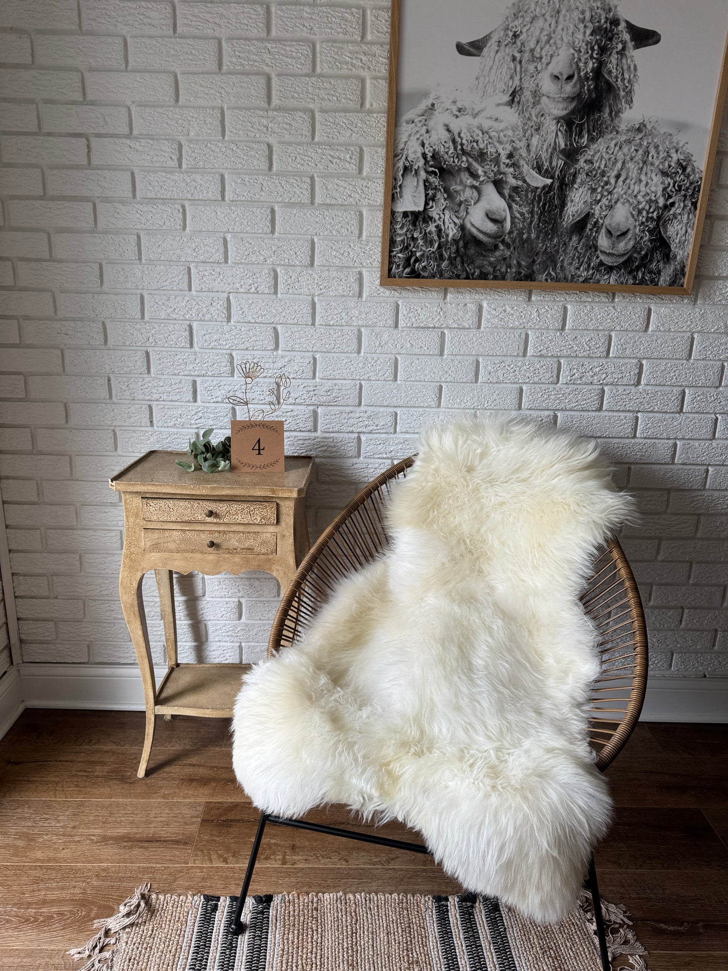 Follkee Icelandic Sheepskin Rug Throw Fur Rug Sheepskin Rug throw, natural sheepskin, real sheepskin rug, chair throw, genuine leather rug, MEL27