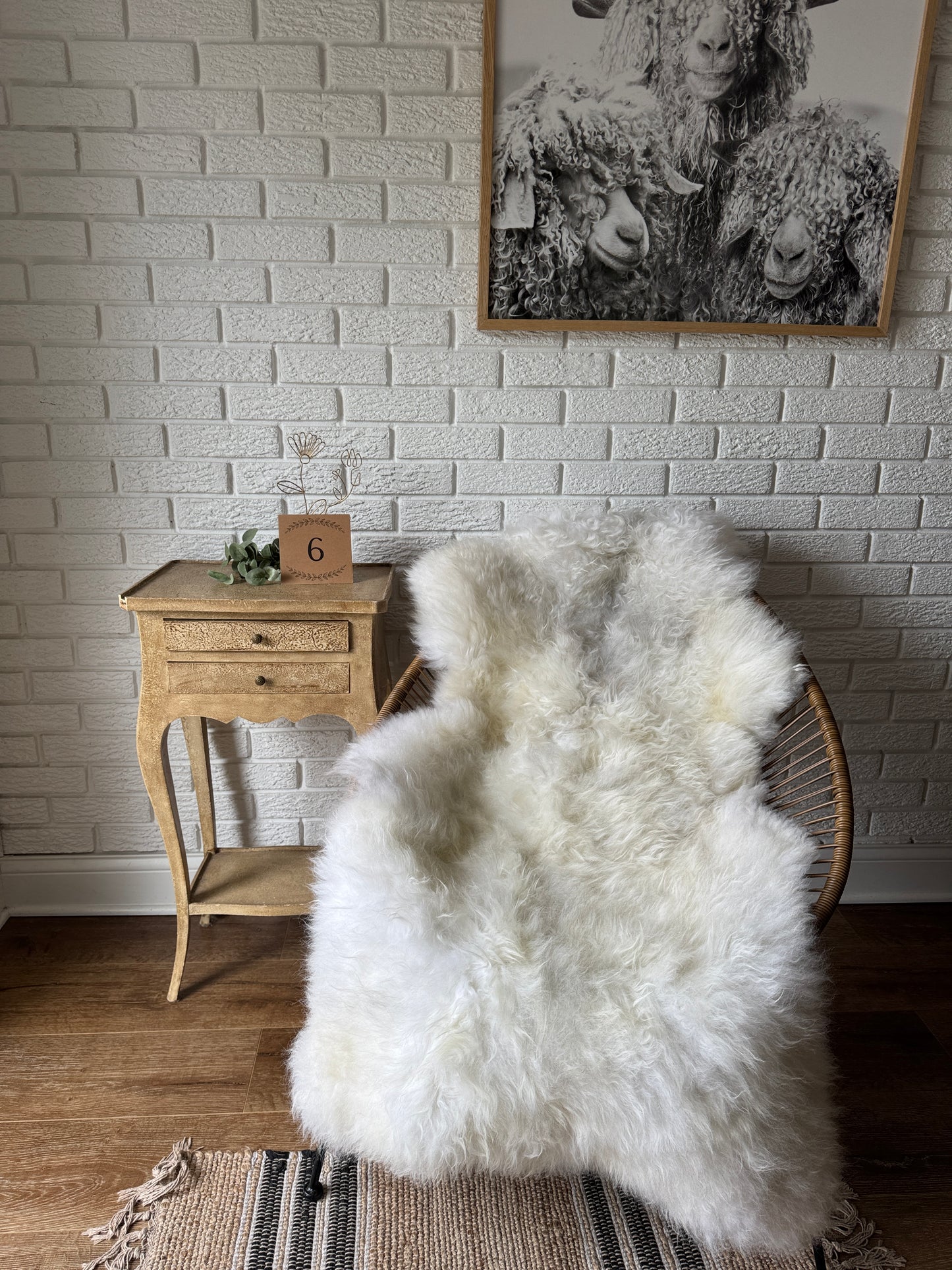 Follkee Icelandic Sheepskin Rug Throw Fur Rug Sheepskin Rug throw, natural sheepskin, real sheepskin rug, chair throw, genuine leather rug, MEL27