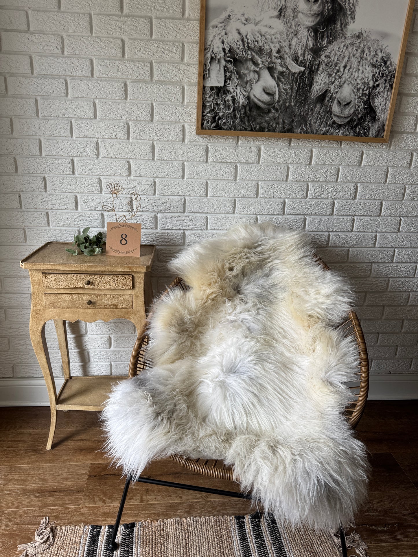 Follkee Icelandic Sheepskin Rug Throw Fur Rug Sheepskin Rug throw, natural sheepskin, real sheepskin rug, chair throw, genuine leather rug, MEL27