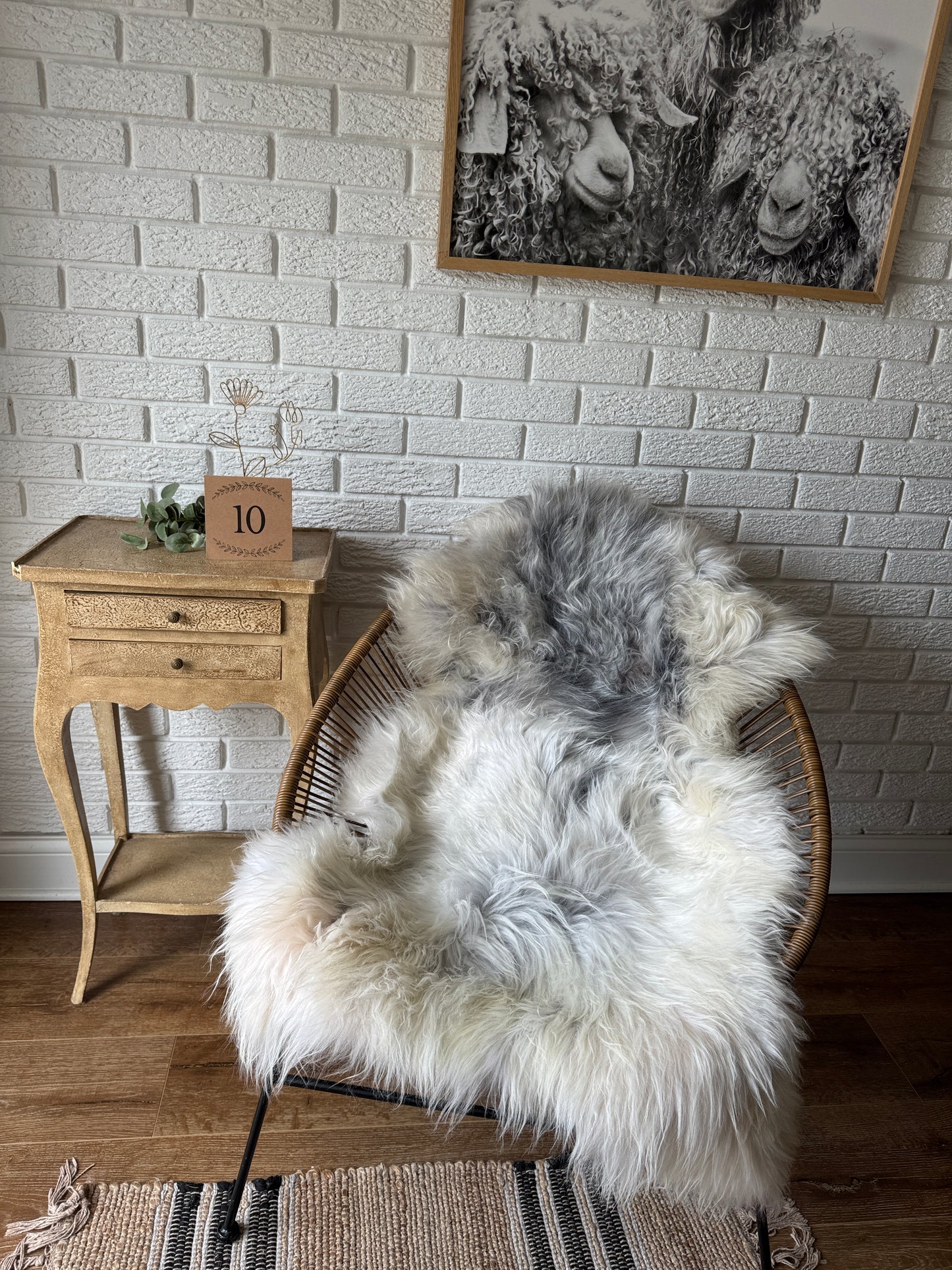 Follkee Icelandic Sheepskin Rug Throw Fur Rug Sheepskin Rug throw, natural sheepskin, real sheepskin rug, chair throw, genuine leather rug, MEL27