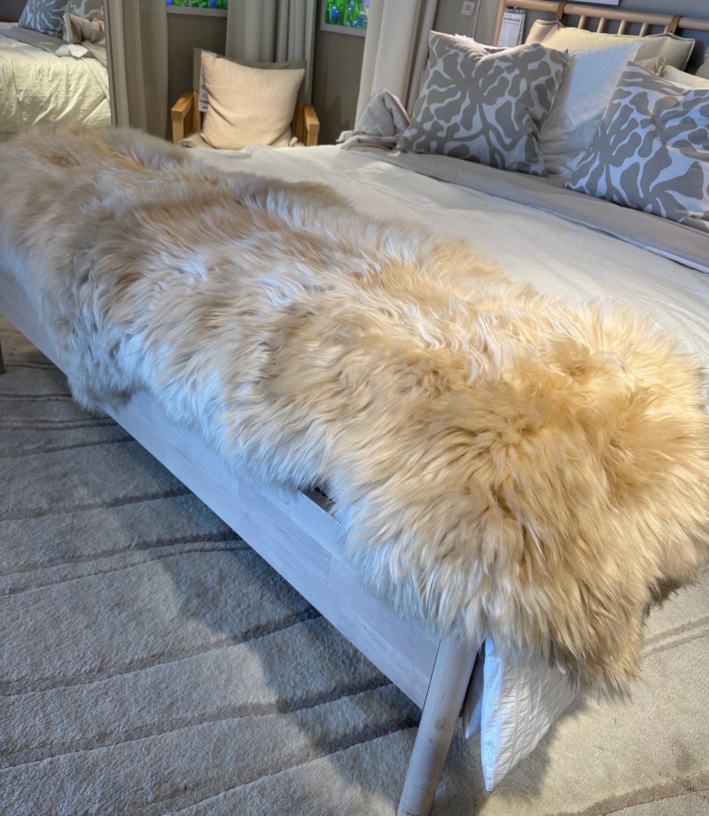 Two-Pelt Genuine Champagne Sheepskin Rug | Soft Real Sheep Skin Throw | Natural Wool | Eco-Friendly & Biodegradable | Follkee