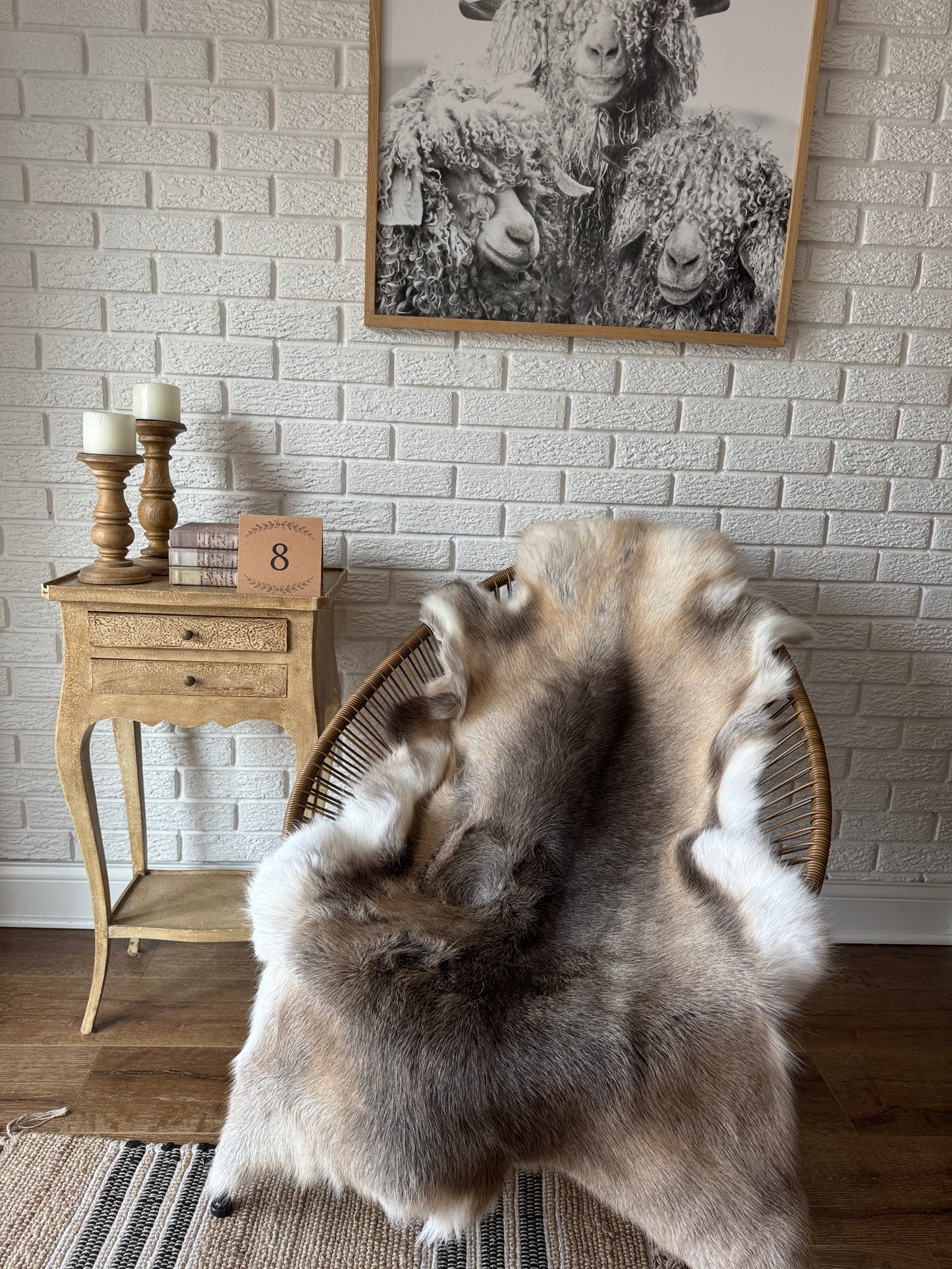 Authentic Reindeer Hide – Luxuriously Large with Natural Dark Markings | Natural Rug