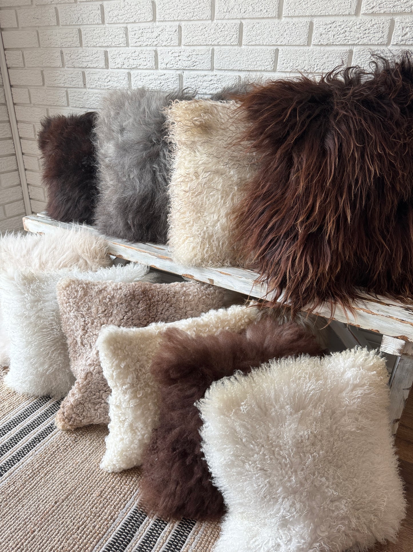 Luxurious Single-Sided Sheepskin Cushions | Scandinavian Decor | Pillow Cover | Icelandic Style | Trendy | Cozy