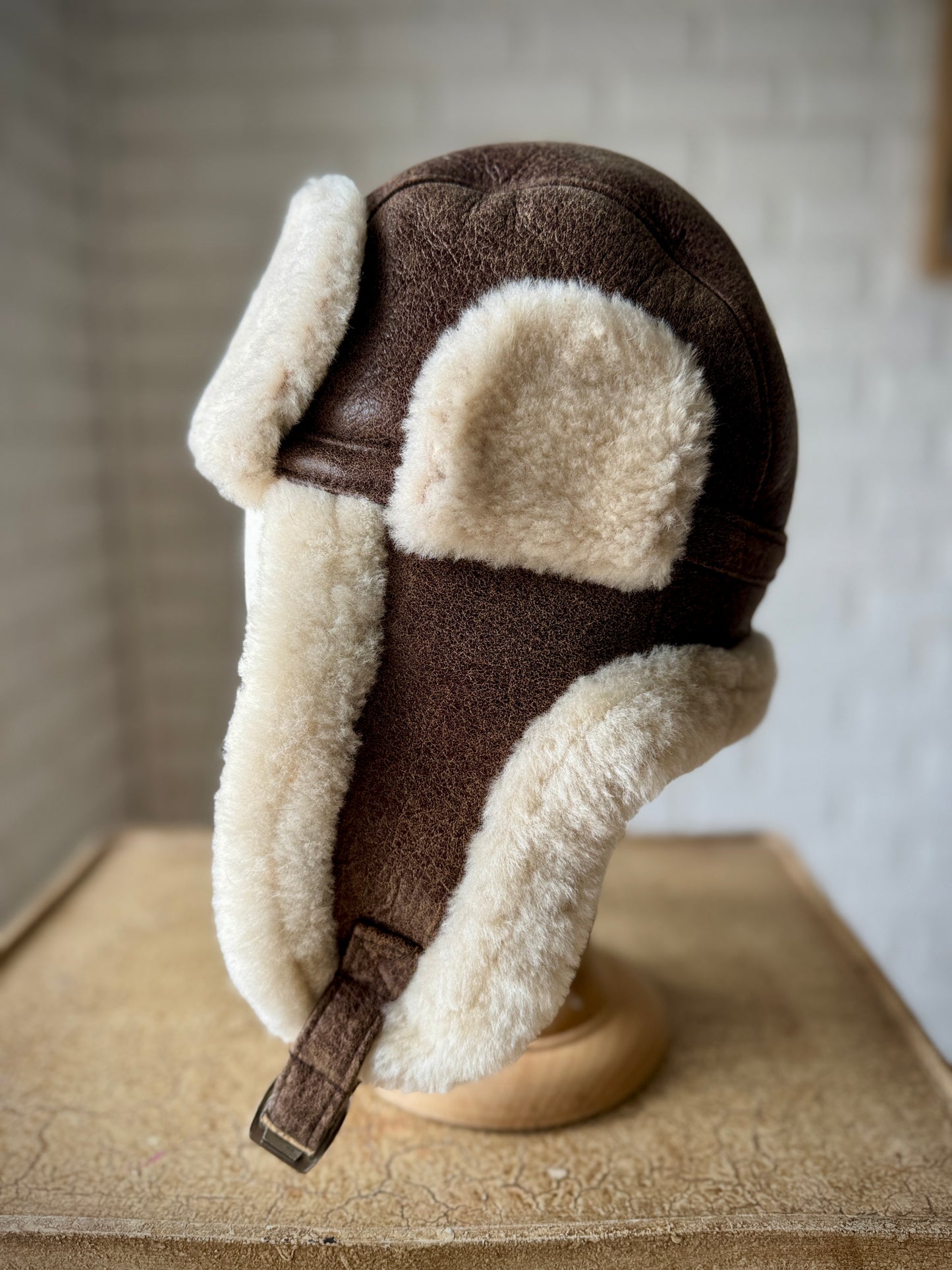Follkee Men Aviator Hat 100% Sheepskin Wool Lined Handcrafted Luxury