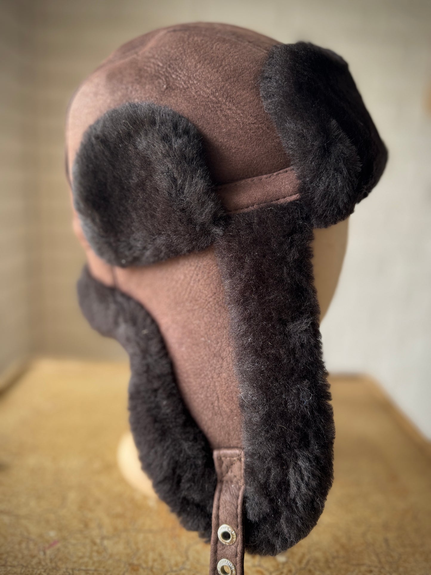 Follkee Men Aviator Hat 100% Sheepskin Wool Lined Handcrafted Luxury