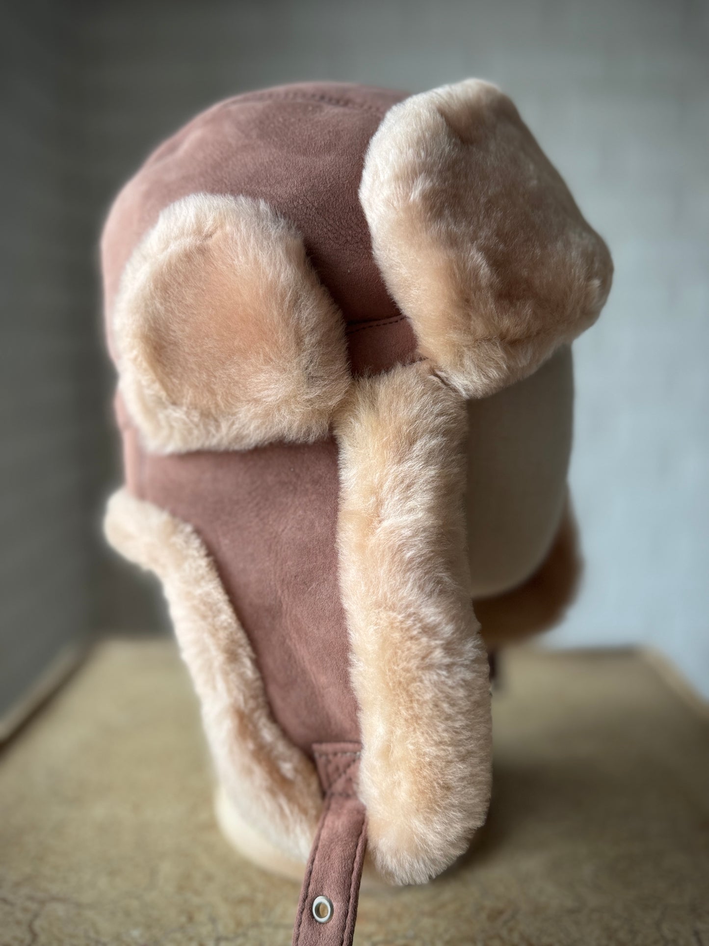 Follkee Men Aviator Hat 100% Sheepskin Wool Lined Handcrafted Luxury