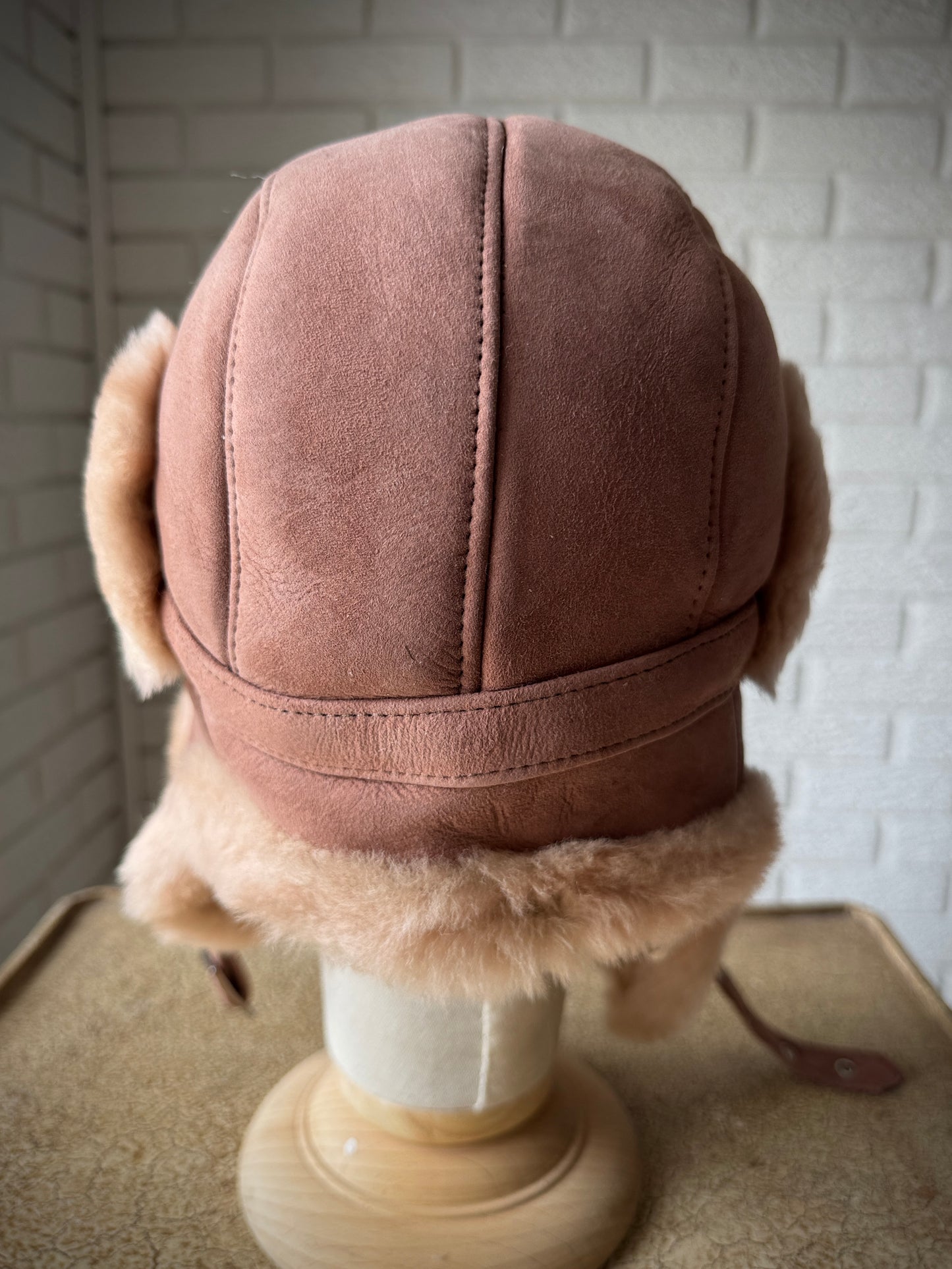 Follkee Men Aviator Hat 100% Sheepskin Wool Lined Handcrafted Luxury