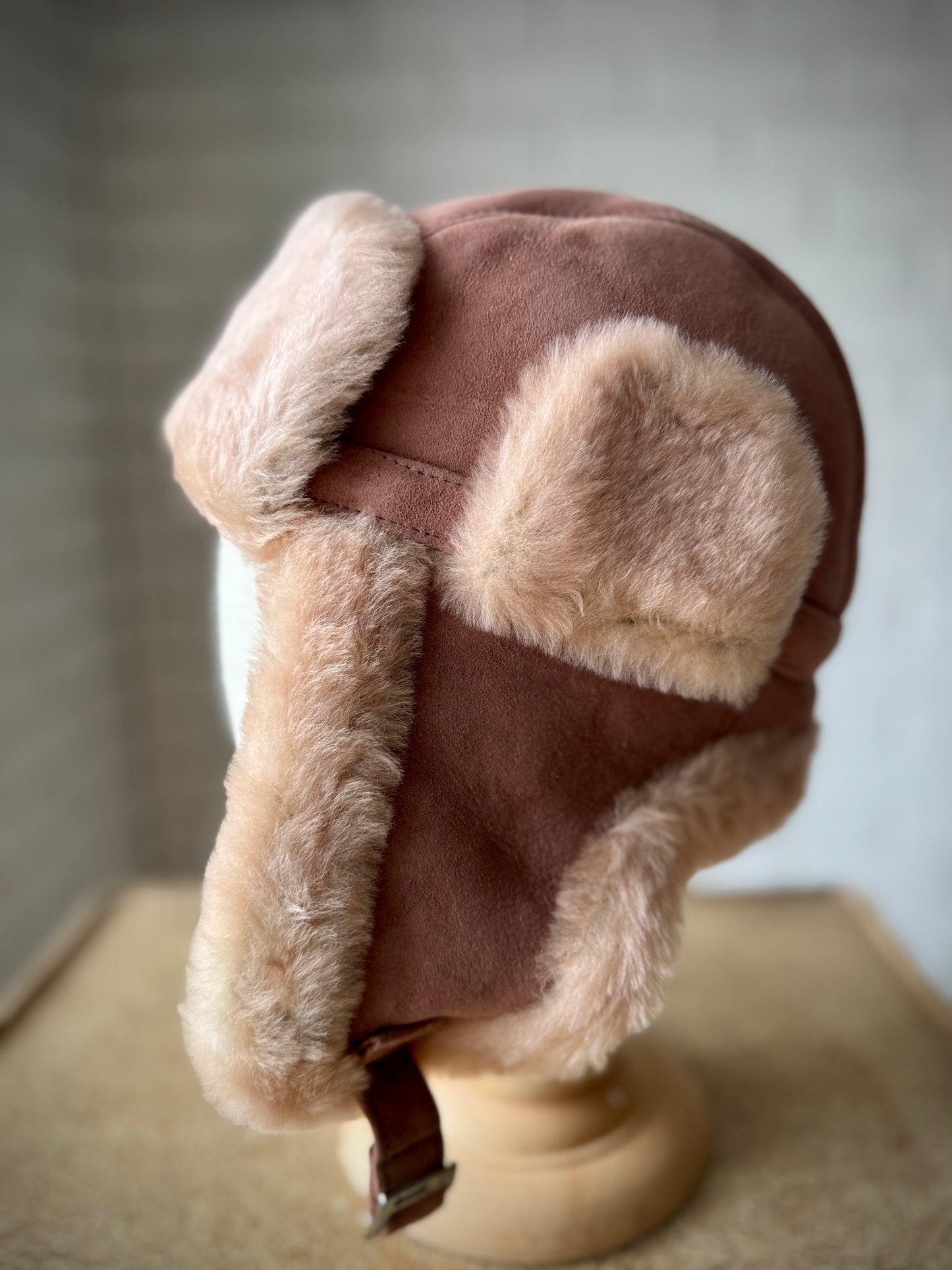 Follkee Men Aviator Hat 100% Sheepskin Wool Lined Handcrafted Luxury