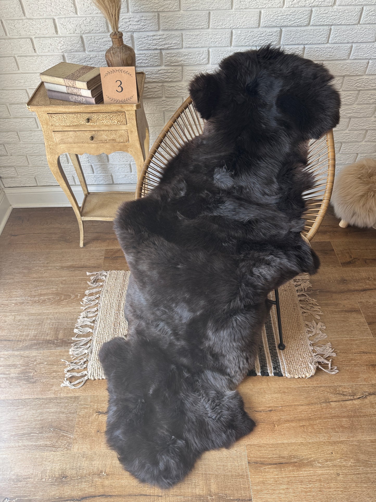 Follkee Genuine Natural Double Sheepskin Rug  | Humanely Sourced | Natural Brown, 100% ORGANIC lambskin carpet, bedspread, pelt, chair cover