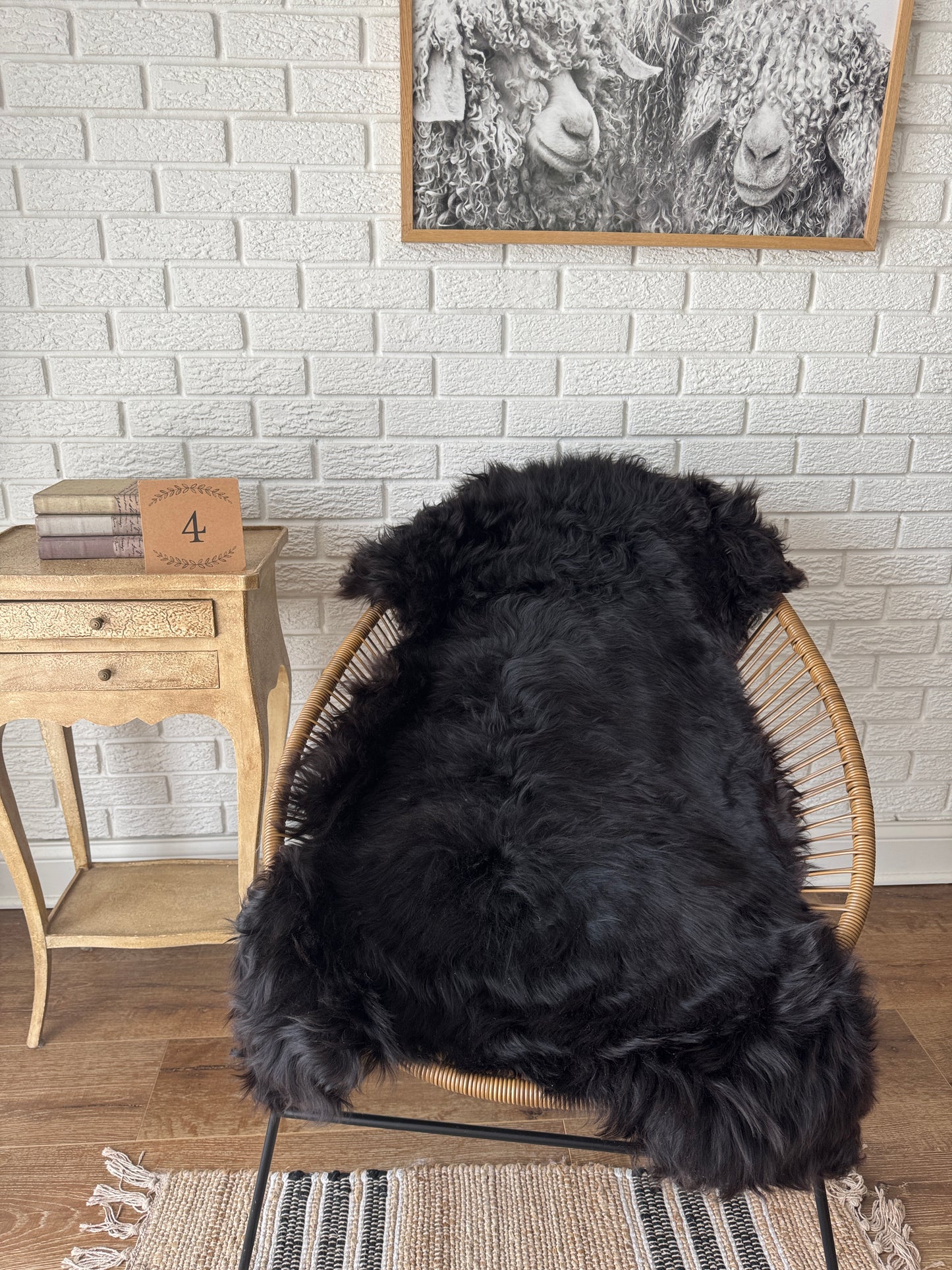 Follkee SheepSkin Rug American Jacob, Premium Quality Sheepskin Blanket, Australian SheepSkin, Soft Sheepskin, Sheepskin throw NBN1