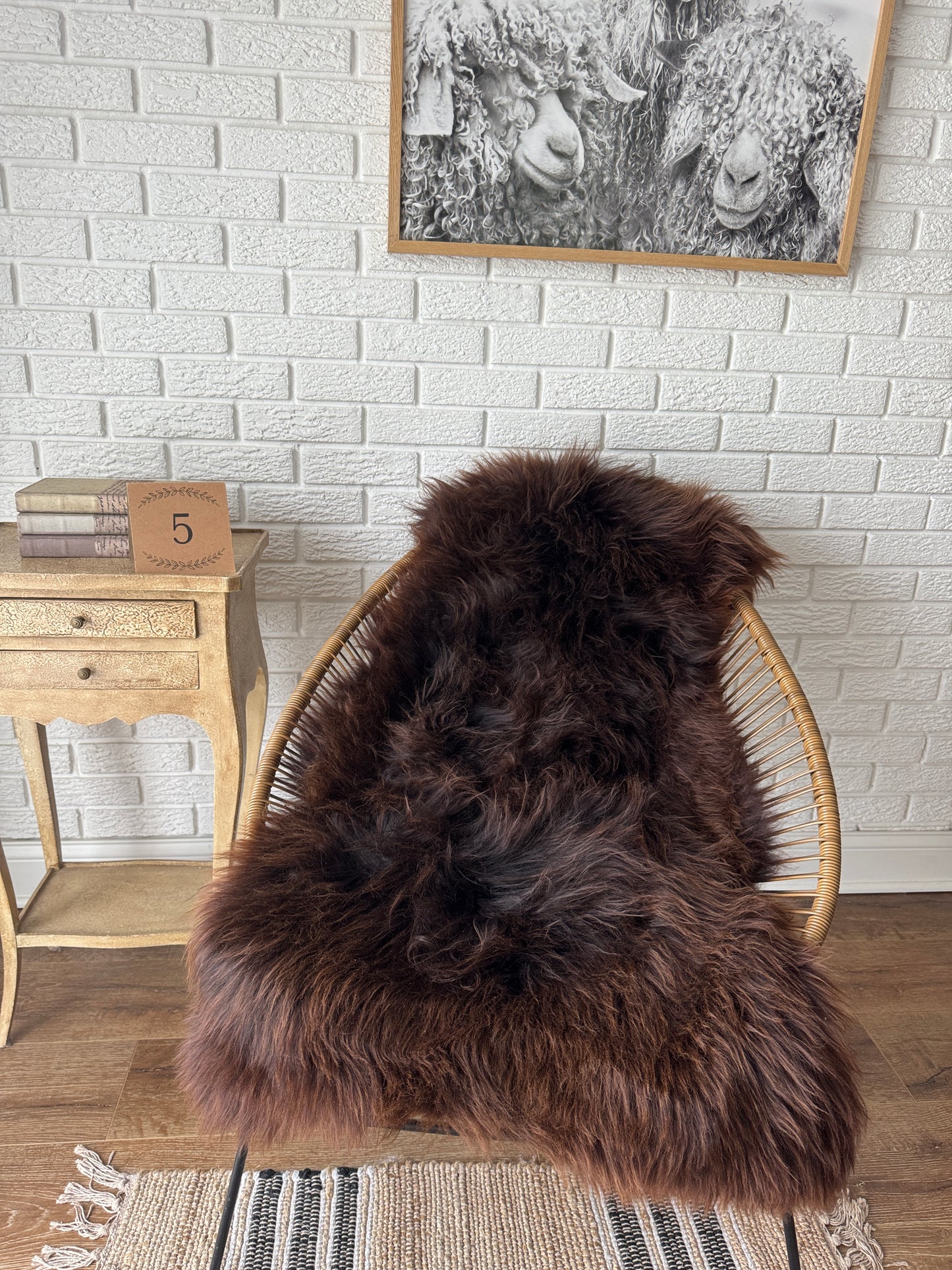 Follkee SheepSkin Rug American Jacob, Premium Quality Sheepskin Blanket, Australian SheepSkin, Soft Sheepskin, Sheepskin throw NBN1