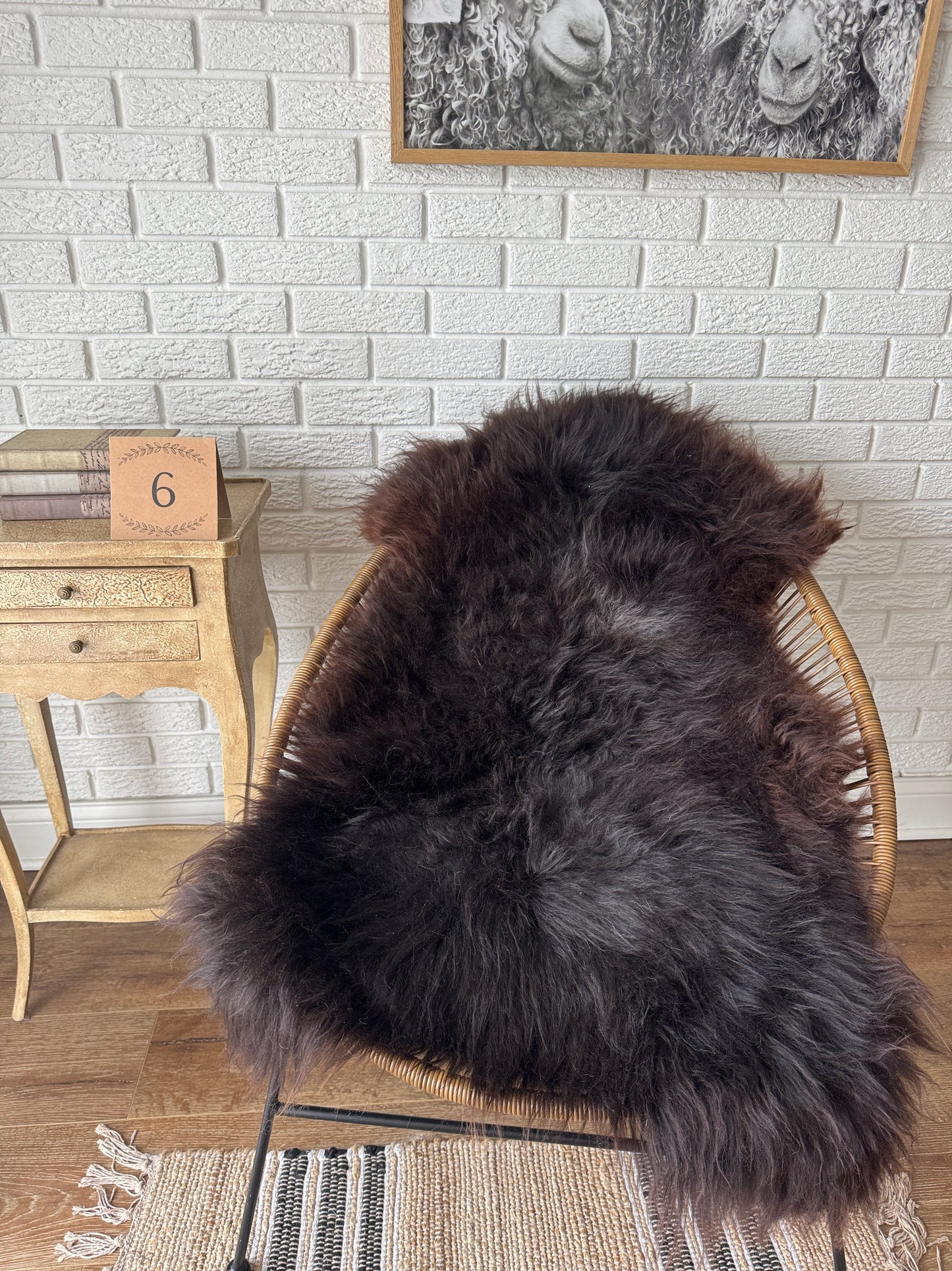 Follkee SheepSkin Rug American Jacob, Premium Quality Sheepskin Blanket, Australian SheepSkin, Soft Sheepskin, Sheepskin throw NBN1