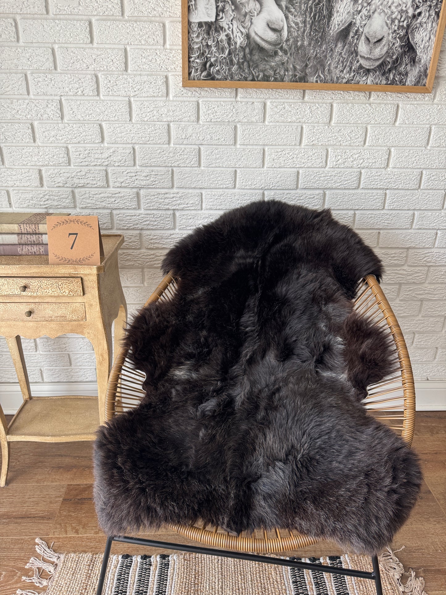 Follkee SheepSkin Rug American Jacob, Premium Quality Sheepskin Blanket, Australian SheepSkin, Soft Sheepskin, Sheepskin throw NBN1
