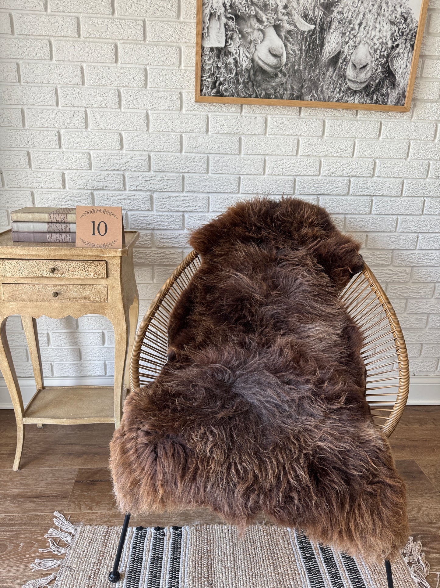 Follkee SheepSkin Rug American Jacob, Premium Quality Sheepskin Blanket, Australian SheepSkin, Soft Sheepskin, Sheepskin throw NBN1