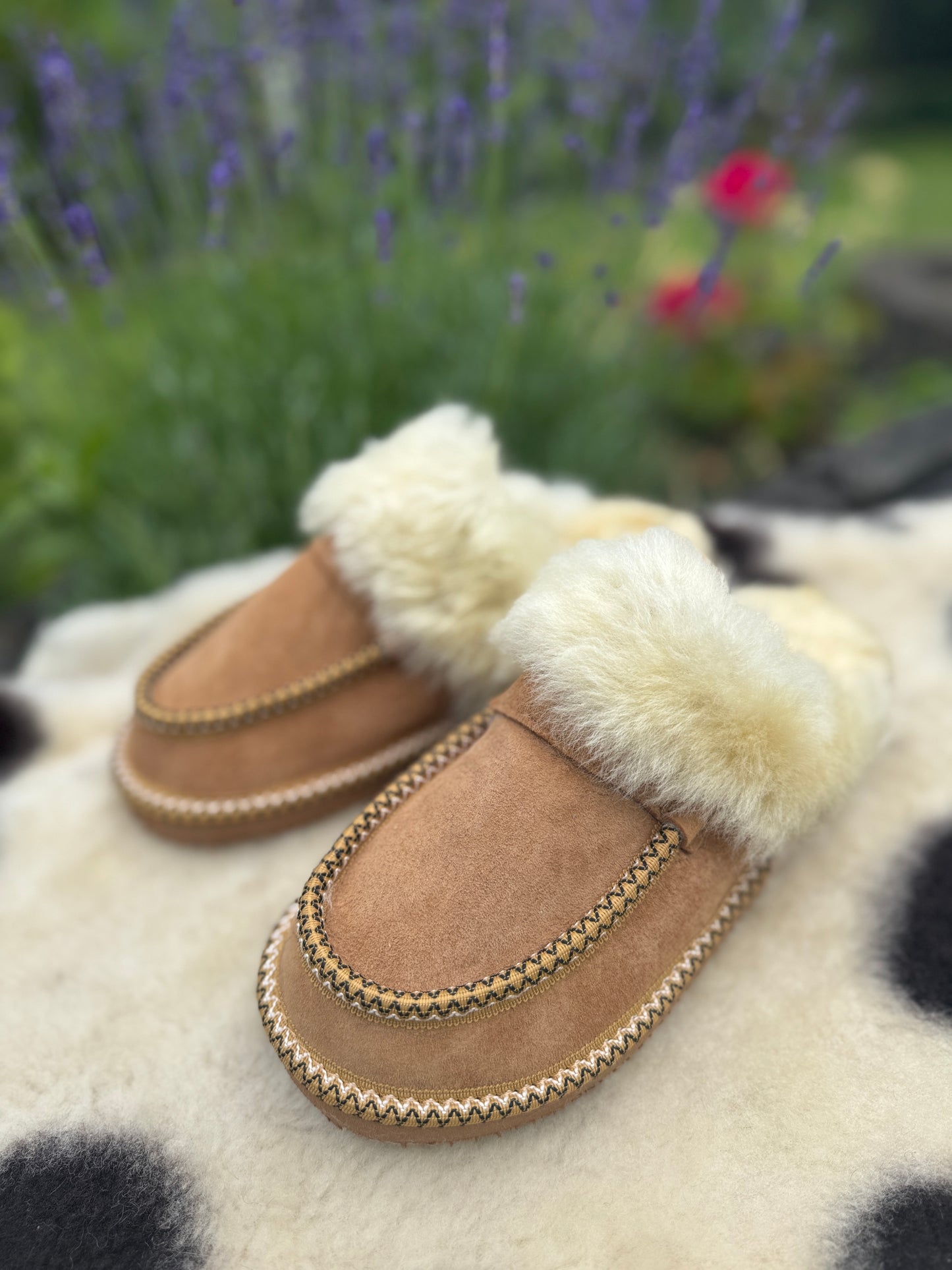 Betti New Collection Women's Slip on SheepSkin Merino Wool Slippers , House Shoes