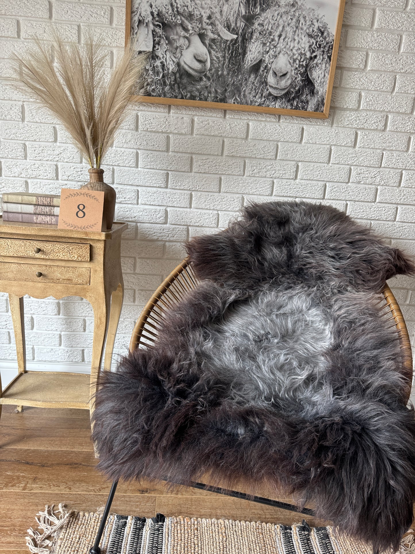 Follkee Rustic Icelandic Sheepskin Rug Throw Fur Rug Sheepskin Rug throw, natural sheepskin, real sheepskin rug, chair throw.MEL28