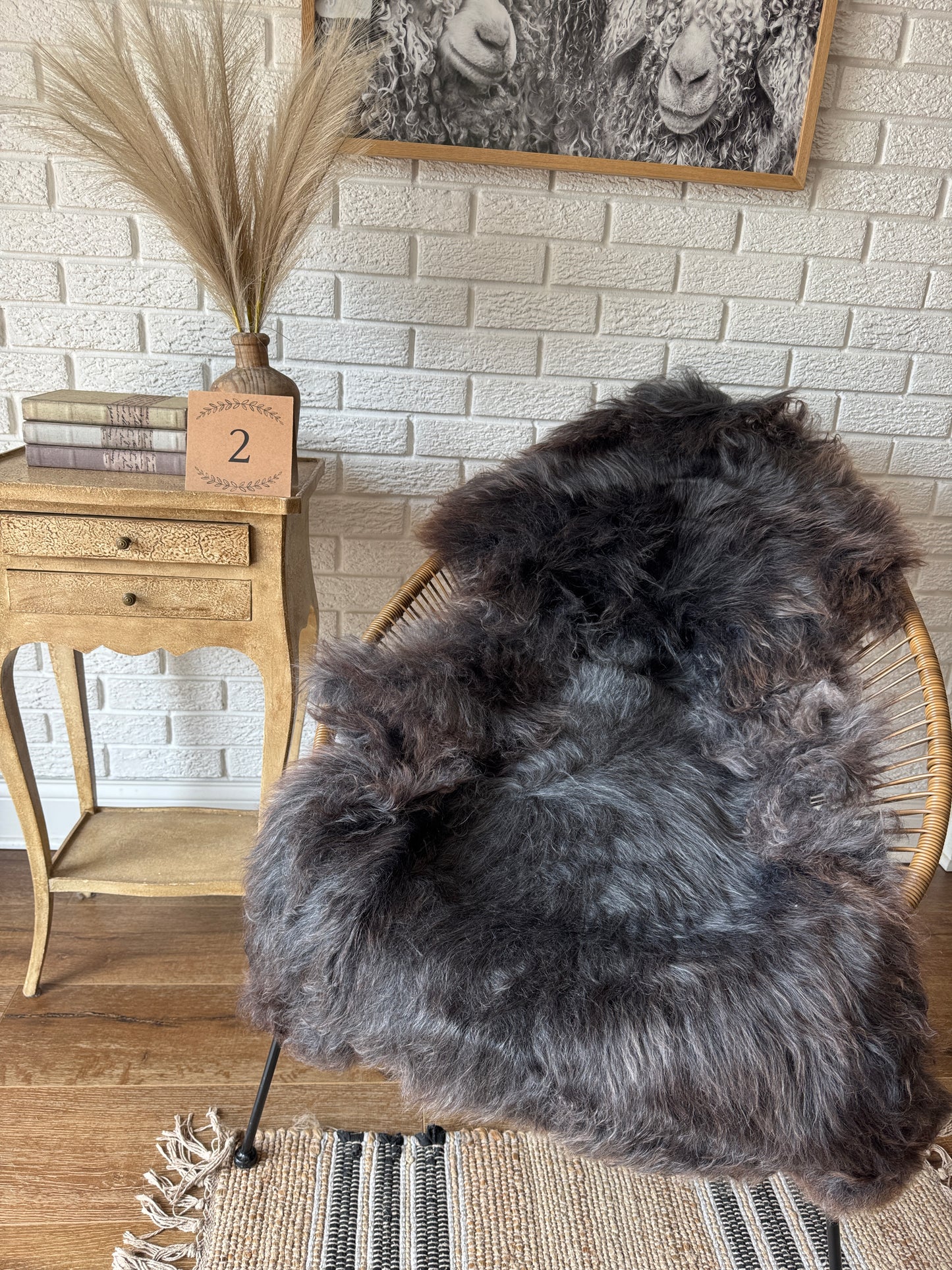 Follkee Rustic Icelandic Sheepskin Rug Throw Fur Rug Sheepskin Rug throw, natural sheepskin, real sheepskin rug, chair throw.MEL29