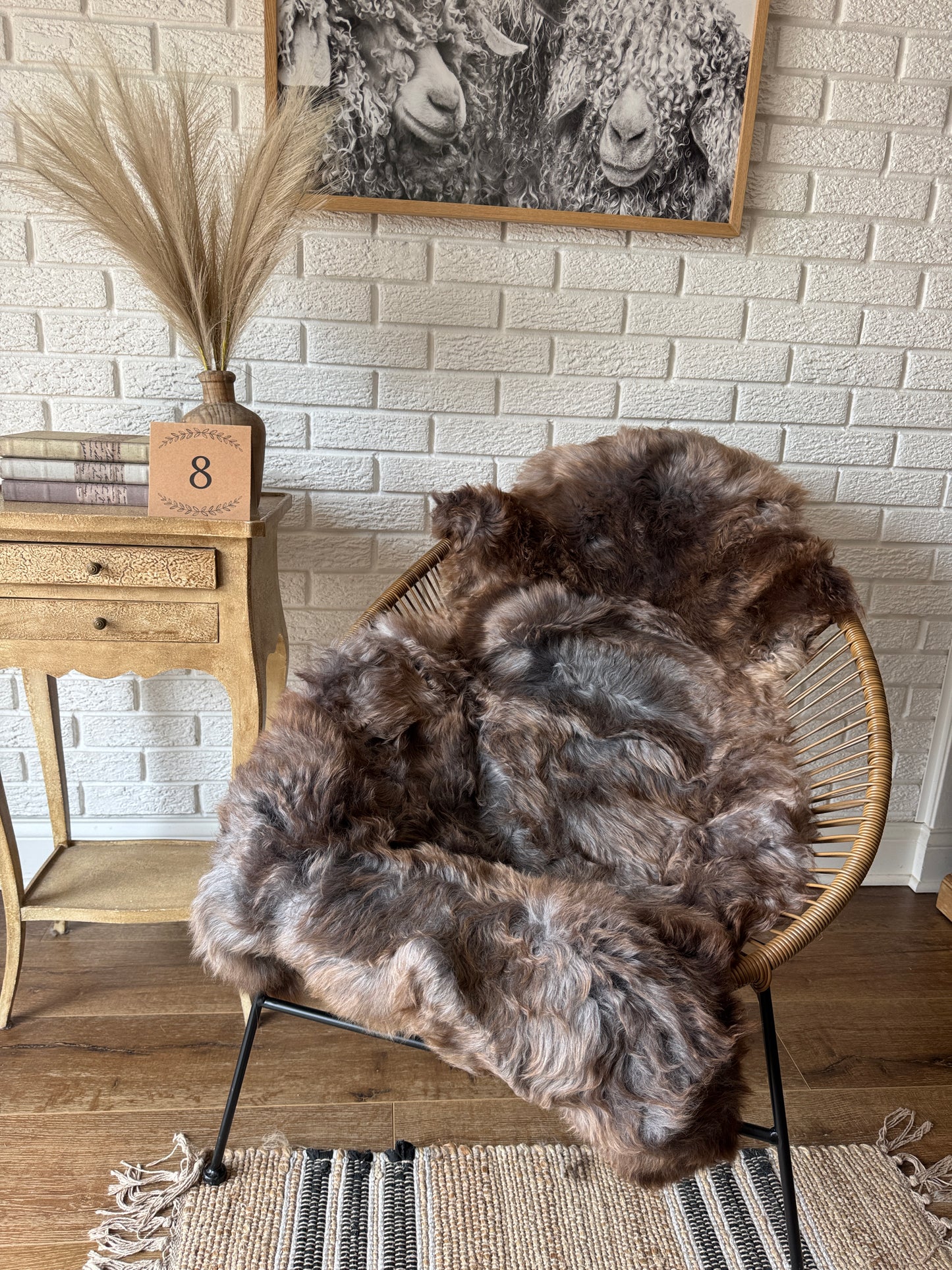 Follkee Rustic Icelandic Sheepskin Rug Throw Fur Rug Sheepskin Rug throw, natural sheepskin, real sheepskin rug, chair throw.MEL29