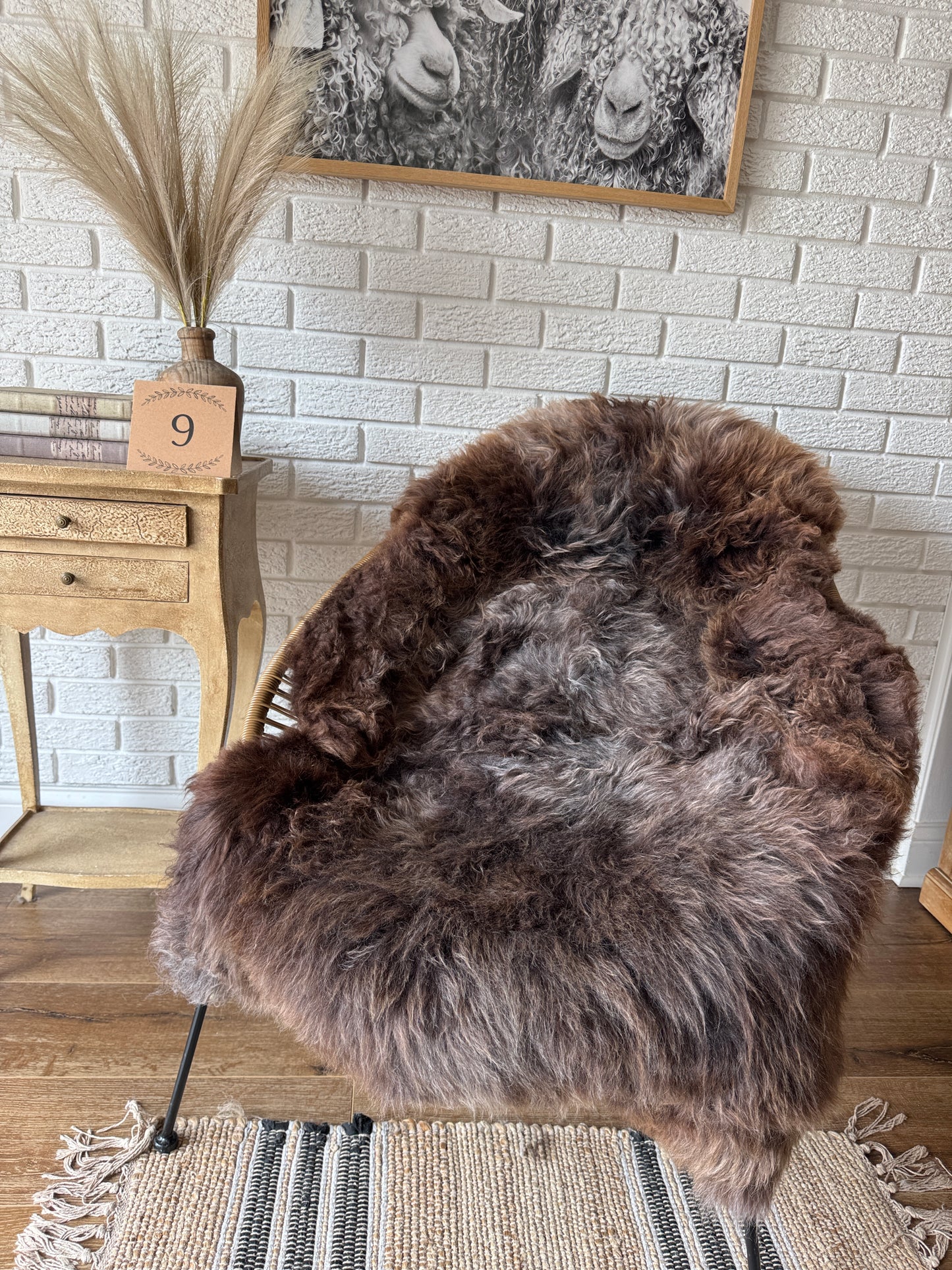 Follkee Rustic Icelandic Sheepskin Rug Throw Fur Rug Sheepskin Rug throw, natural sheepskin, real sheepskin rug, chair throw.MEL29