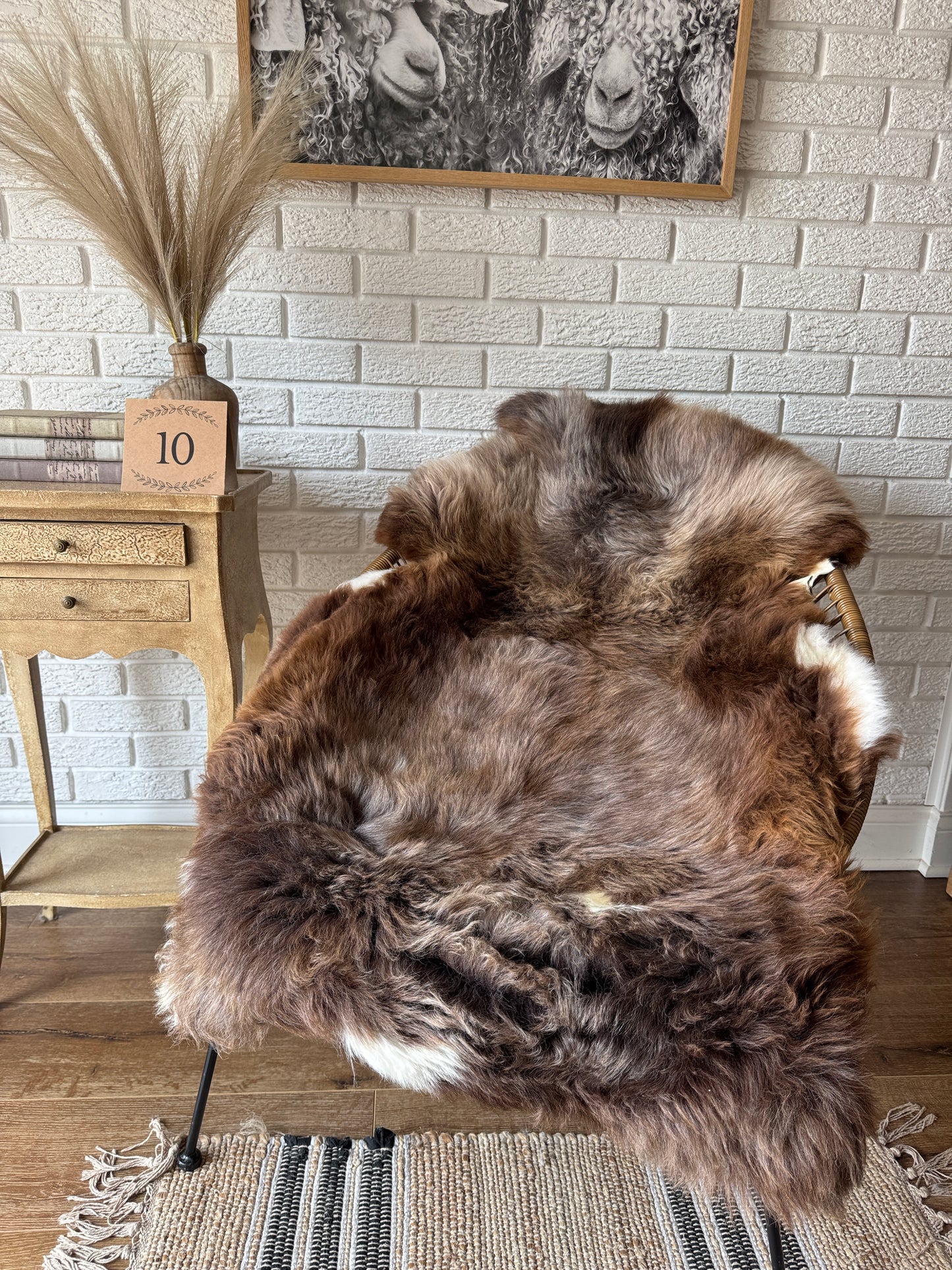 Follkee Rustic Icelandic Sheepskin Rug Throw Fur Rug Sheepskin Rug throw, natural sheepskin, real sheepskin rug, chair throw.MEL29