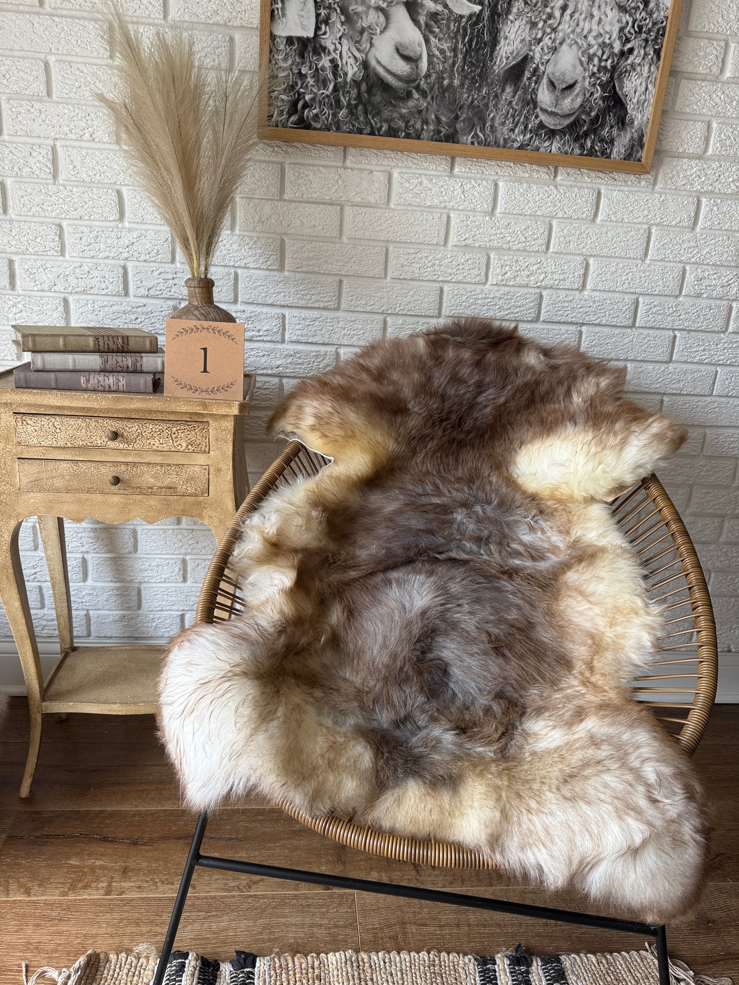 Follkee Rustic Icelandic Sheepskin Rug Throw Fur Rug Sheepskin Rug throw, natural sheepskin, real sheepskin rug, chair throw, all natural MEL31