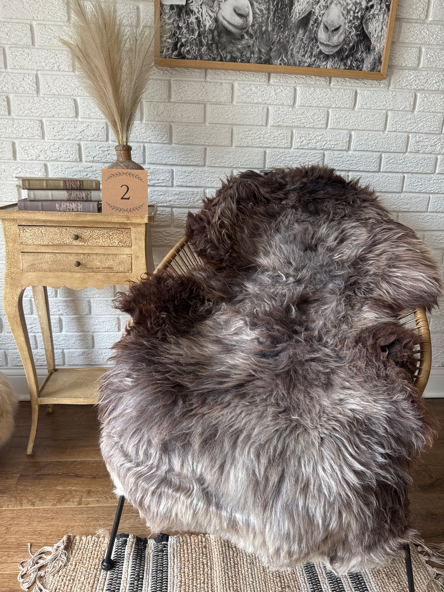 Follkee Rustic Icelandic Sheepskin Rug Throw Fur Rug Sheepskin Rug throw, natural sheepskin, real sheepskin rug, chair throw, all natural MEL31