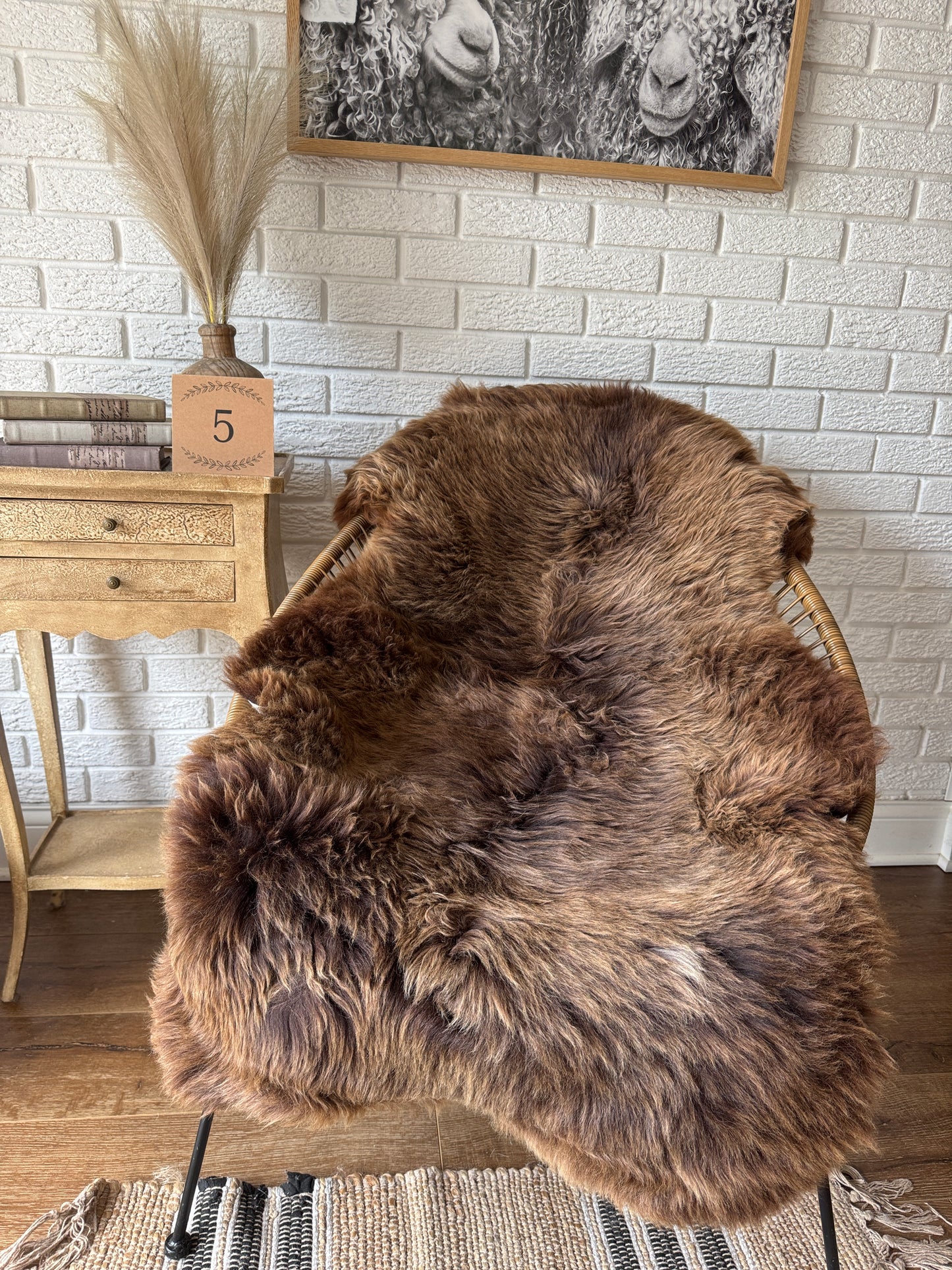 Follkee Rustic Icelandic Sheepskin Rug Throw Fur Rug Sheepskin Rug throw, natural sheepskin, real sheepskin rug, chair throw, all natural MEL31