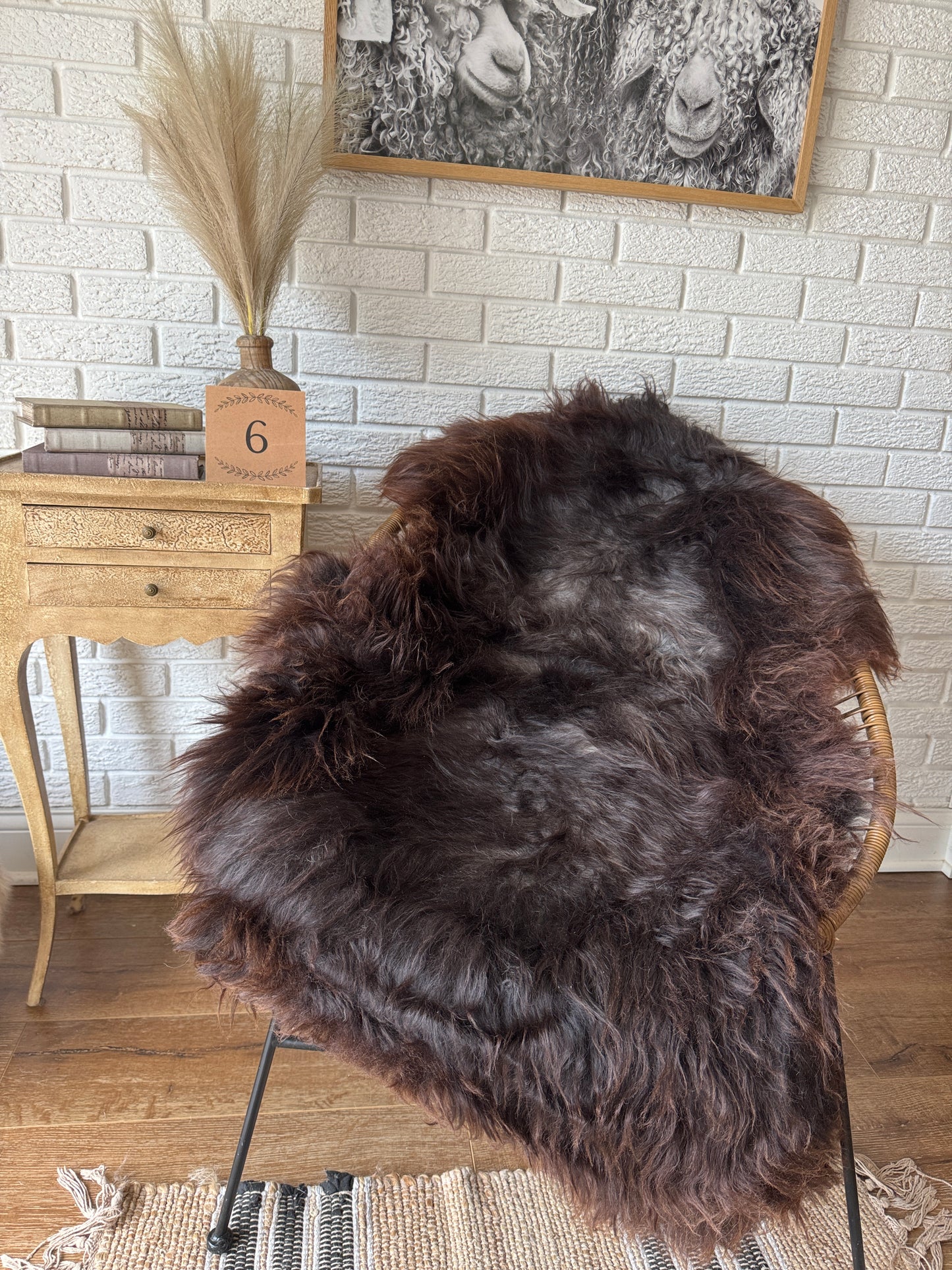 Follkee Rustic Icelandic Sheepskin Rug Throw Fur Rug Sheepskin Rug throw, natural sheepskin, real sheepskin rug, chair throw, all natural MEL31