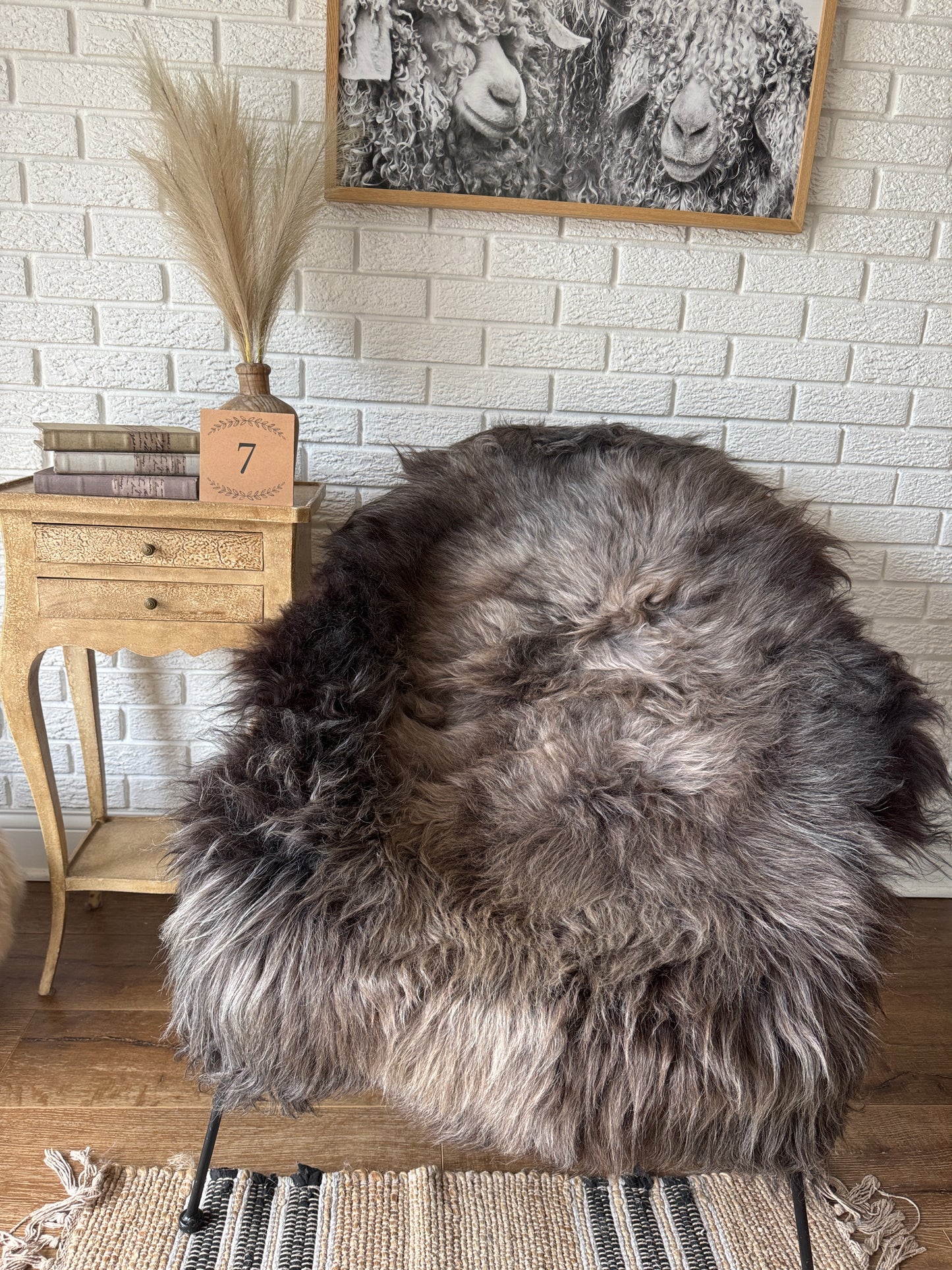 Follkee Rustic Icelandic Sheepskin Rug Throw Fur Rug Sheepskin Rug throw, natural sheepskin, real sheepskin rug, chair throw, all natural MEL31