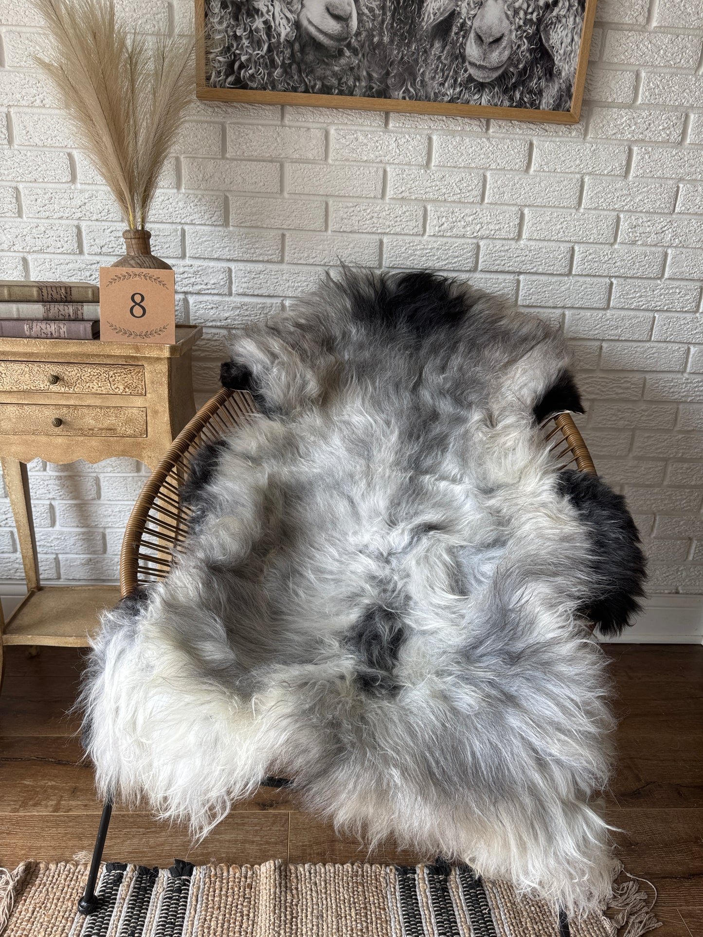 Follkee Rustic Icelandic Sheepskin Rug Throw Fur Rug Sheepskin Rug throw, natural sheepskin, real sheepskin rug, chair throw, all natural MEL31