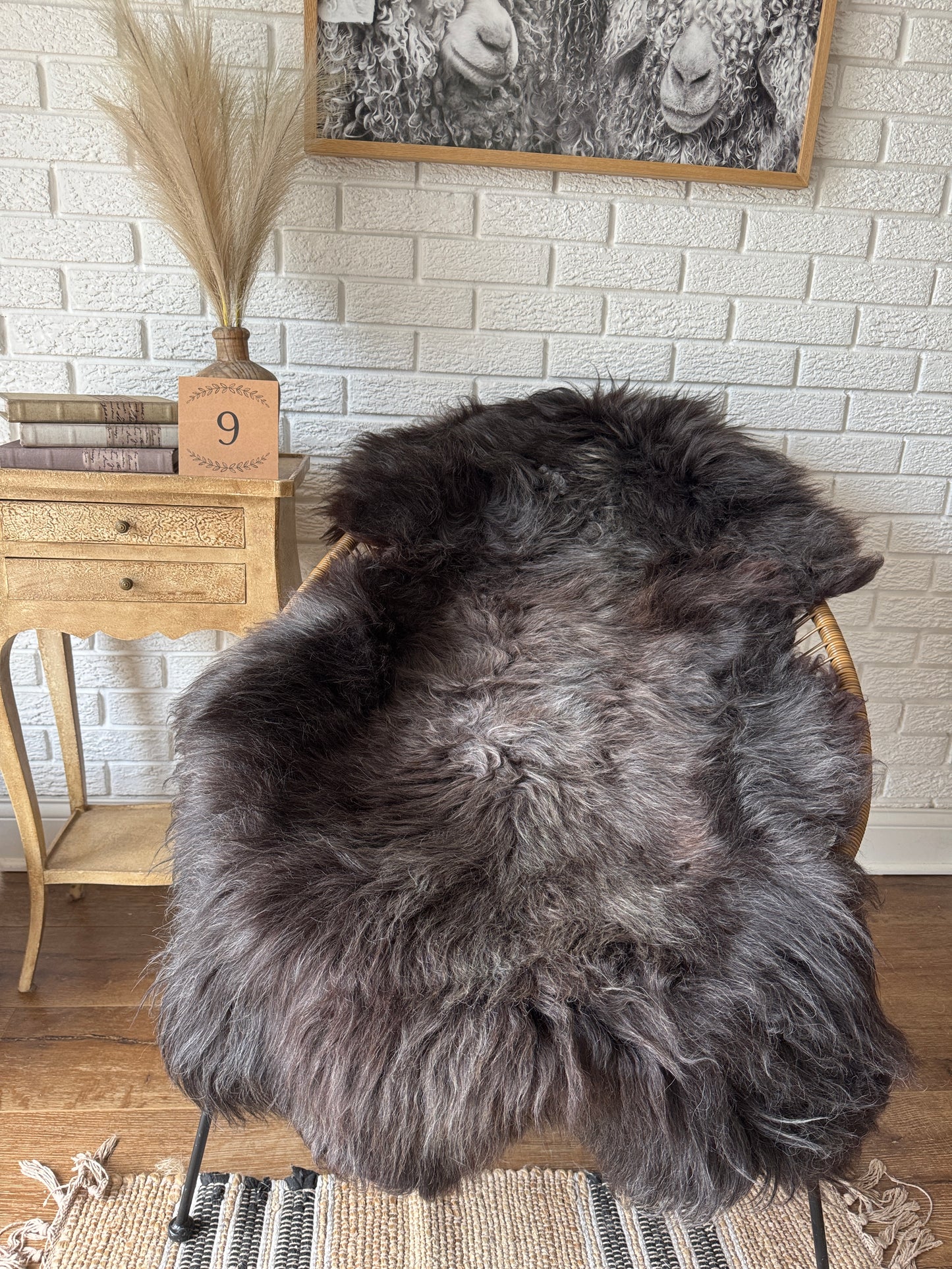 Follkee Rustic Icelandic Sheepskin Rug Throw Fur Rug Sheepskin Rug throw, natural sheepskin, real sheepskin rug, chair throw, all natural MEL31