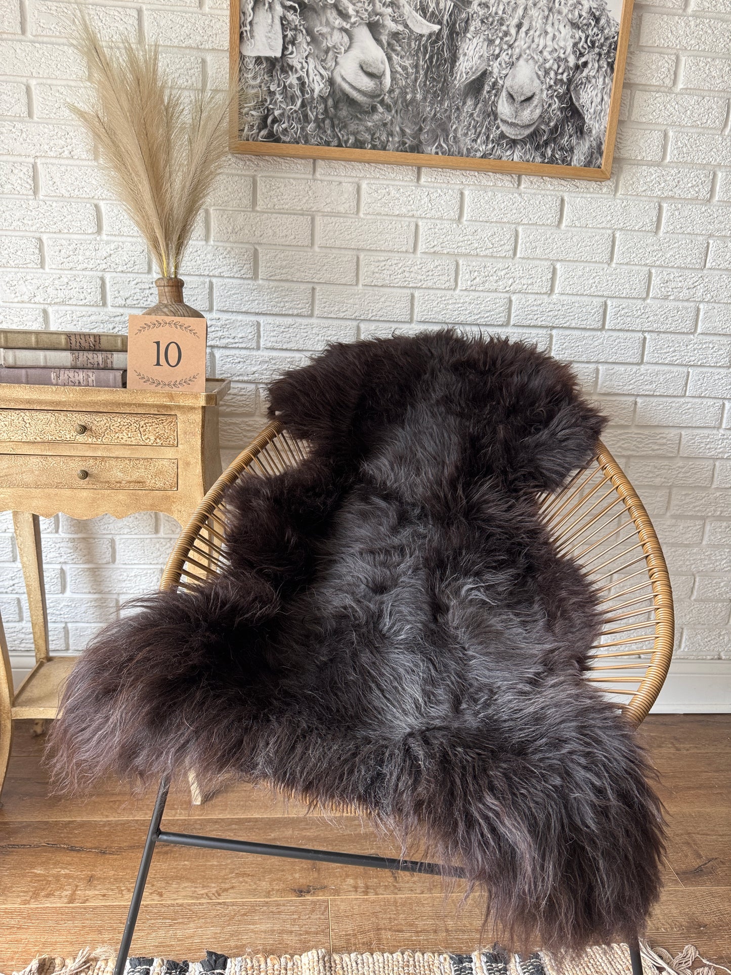 Follkee Rustic Icelandic Sheepskin Rug Throw Fur Rug Sheepskin Rug throw, natural sheepskin, real sheepskin rug, chair throw, all natural MEL31