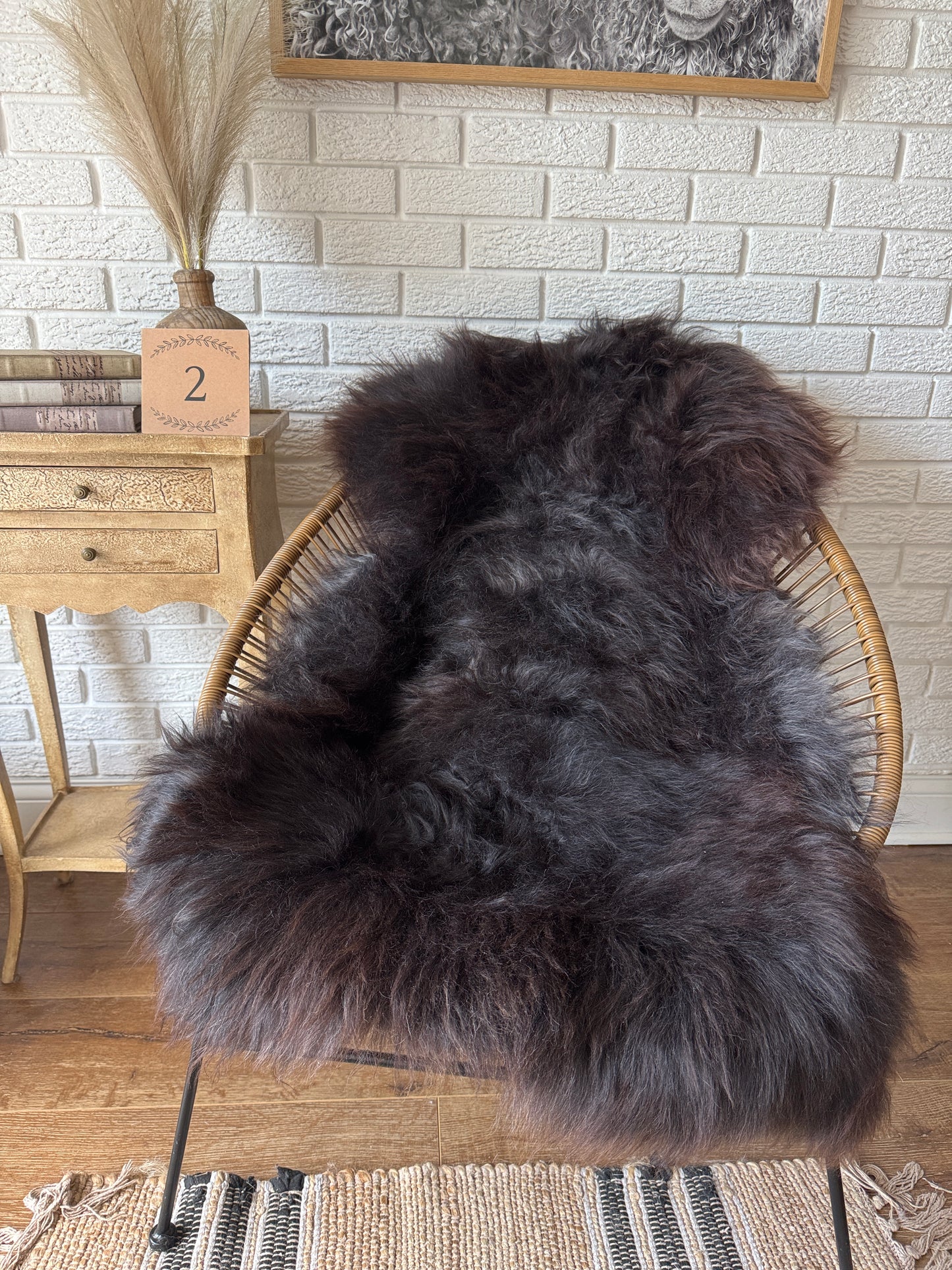 Follkee Rustic Icelandic Sheepskin Rug Throw Fur Rug Sheepskin Rug throw, natural sheepskin, real sheepskin rug, chair throw, all natural MEL32