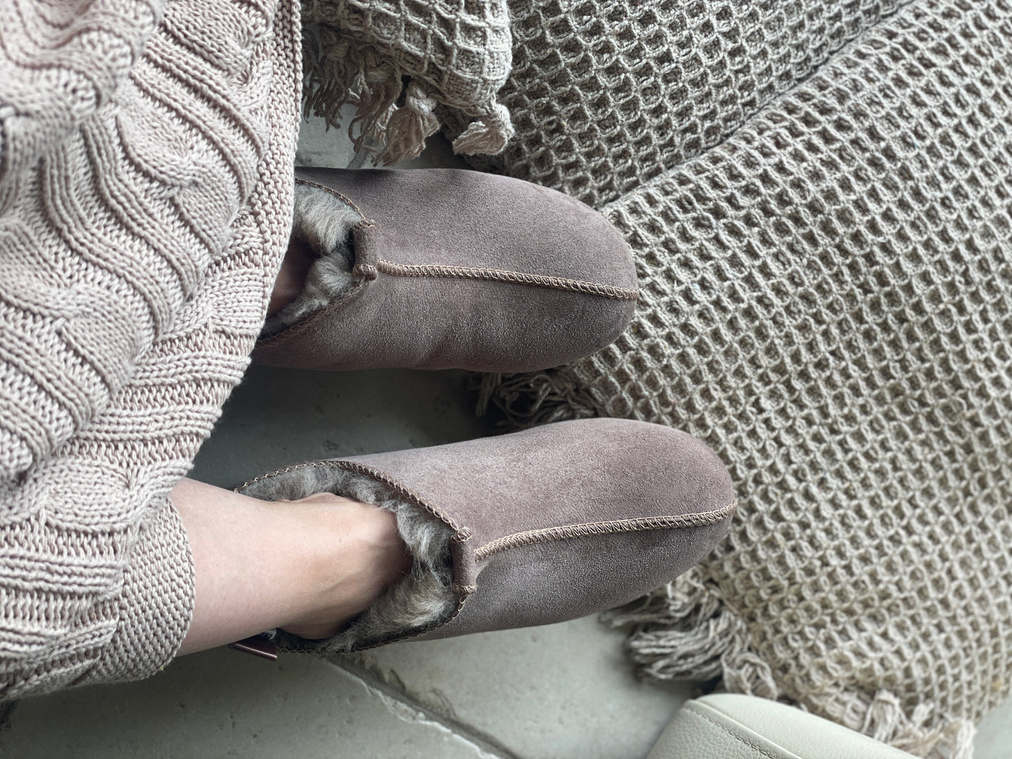 Sheepskin Merino Wool Slippers Men and Women House Shoes Slip On Slippers handmade comfort for winter
