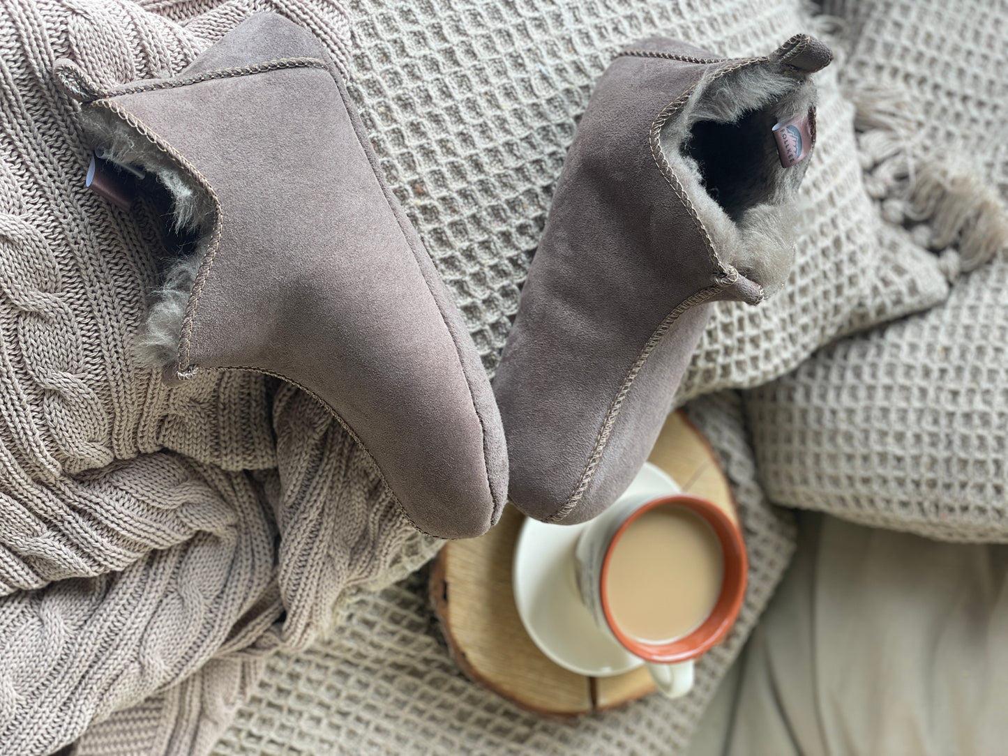 Sheepskin Merino Wool Slippers Men and Women House Shoes Slip On Slippers handmade comfort for winter
