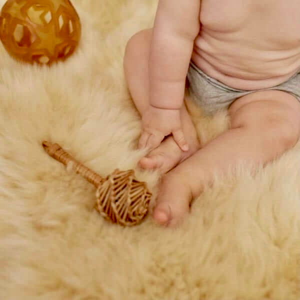 Nursery Sheepskin, Organic Relugan Sheepskin Mat – Natural, Hypoallergenic Short Wool